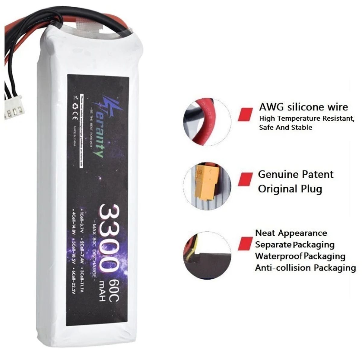 Аккумулятор LiPo 11.1V 3300mAh 60C 3S для RC машин, дронов, вертолётов, самолётов, T JST XT30 XT60 Аккумулятор LiPo 11.1V 3300mAh 60C 3S для RC машин, дронов, вертолётов, самолётов, T JST XT30 XT60