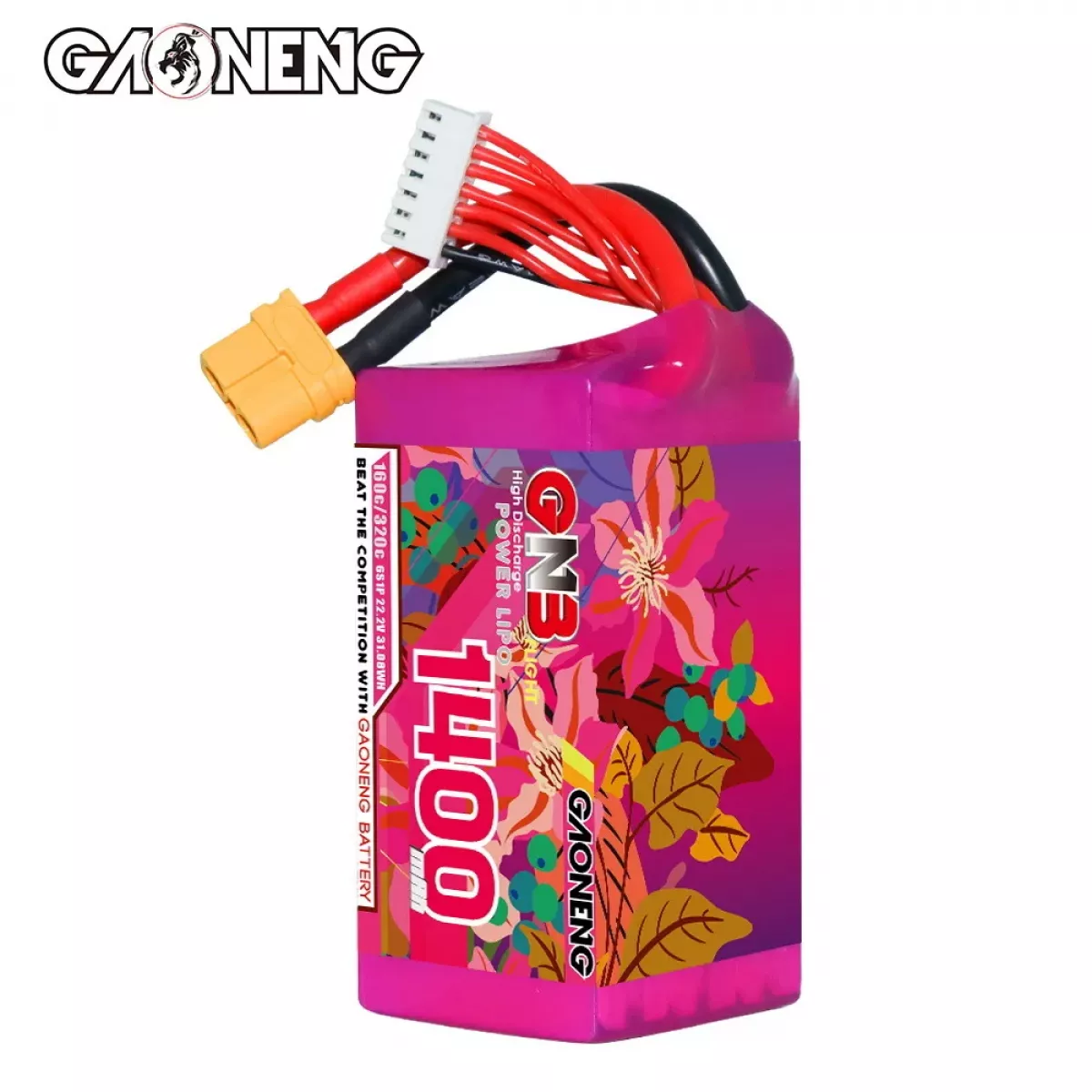 Аккумулятор LiPo 2шт GNB 6S 22.2В 1400мАч 160C/320C для гоночных дронов Аккумулятор LiPo 2шт GNB 6S 22.2В 1400мАч 160C/320C для гоночных дронов