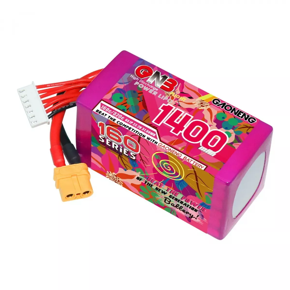 Аккумулятор LiPo 2шт GNB 6S 22.2В 1400мАч 160C/320C для гоночных дронов Аккумулятор LiPo 2шт GNB 6S 22.2В 1400мАч 160C/320C для гоночных дронов