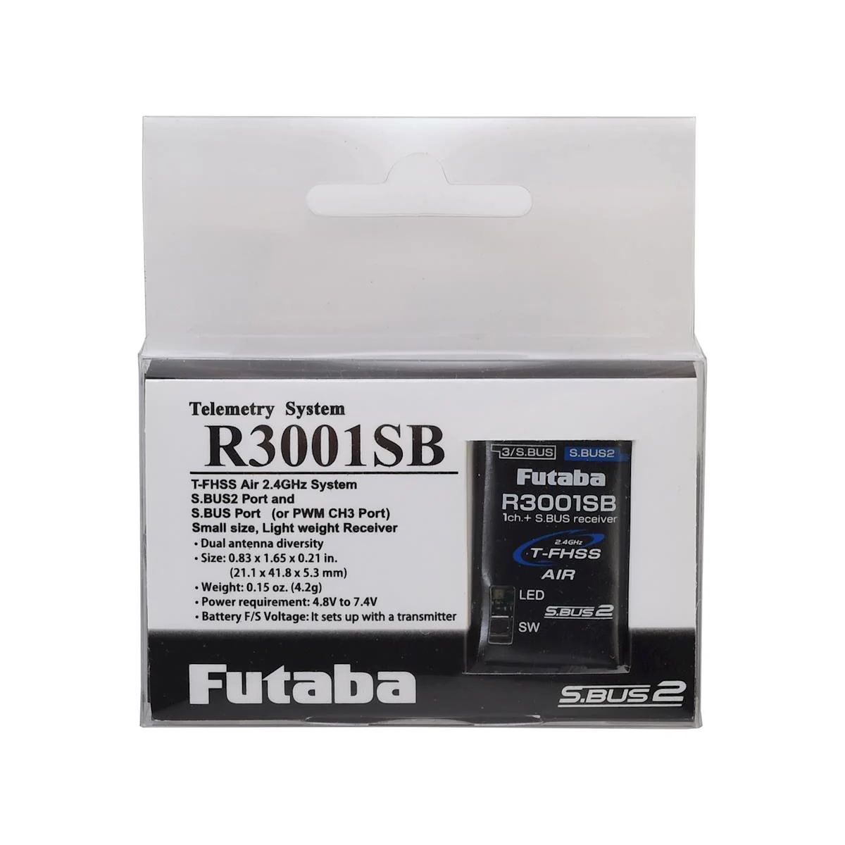 Futaba R3001SB 2.4 ГГц 3-канальный S.Bus2 T-FHSS Air приёмник с телеметрией для самолётов Futaba R3001SB 2.4 ГГц 3-канальный S.Bus2 T-FHSS Air приёмник с телеметрией для самолётов