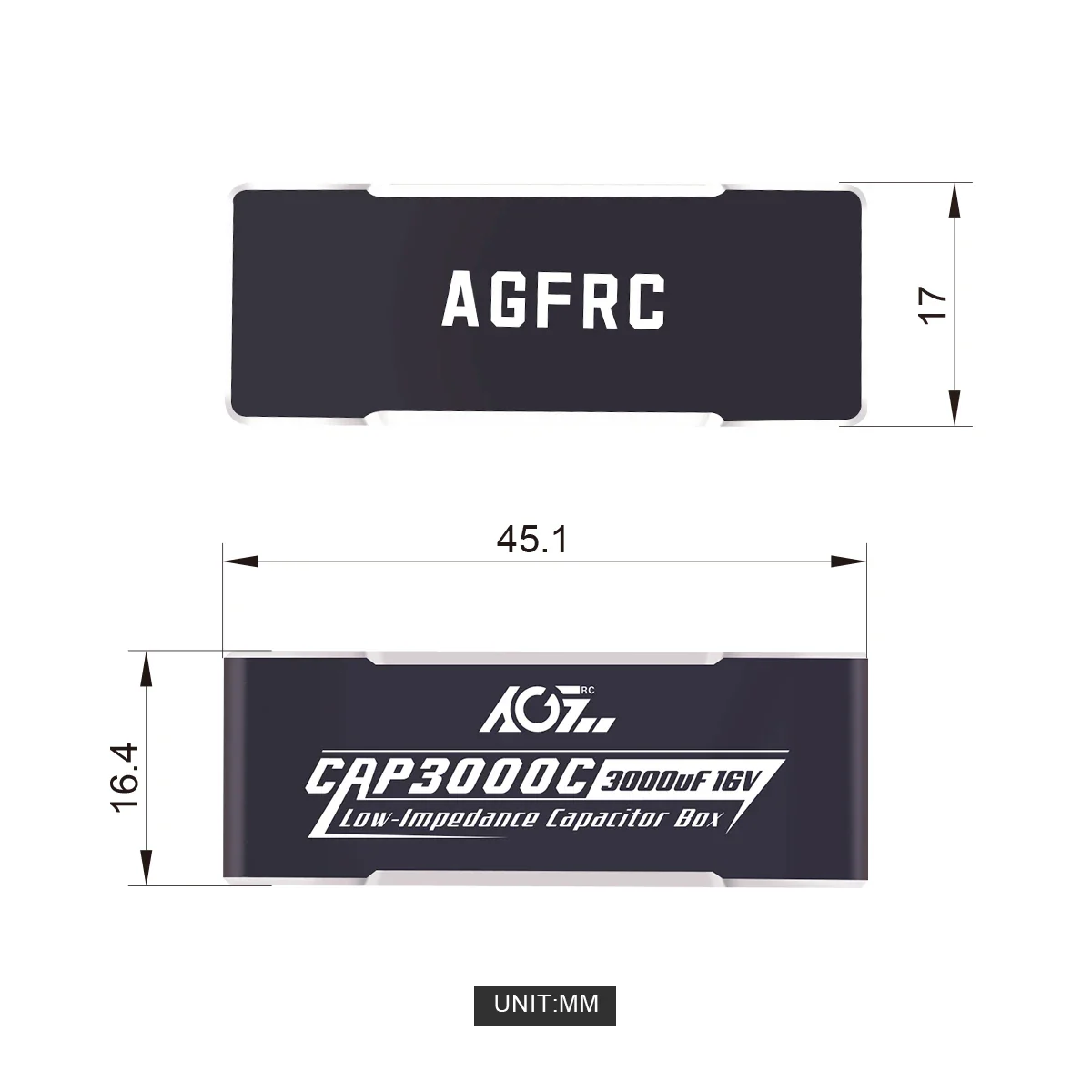 AGFRC CAP3000C алюминиевый кейс, 3000uF 16V HV суперконденсатор для 1/8 1/10 1/12 RC автомобилей AGFRC CAP3000C алюминиевый кейс, 3000uF 16V HV суперконденсатор для 1/8 1/10 1/12 RC автомобилей