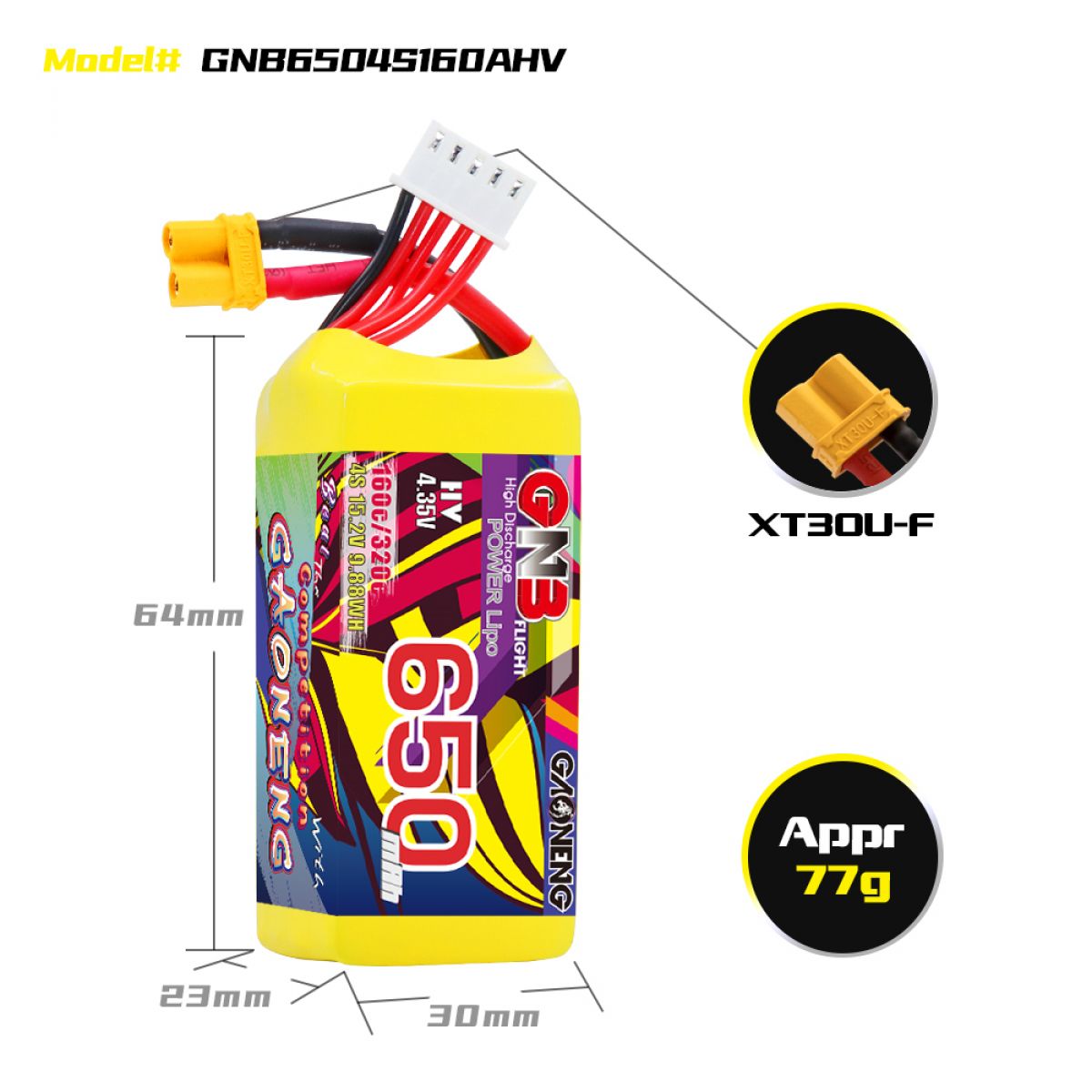 4S 15.2V 650mAh 160C/320C Высокотоковый LiPo аккумулятор 4S 15.2V 650mAh 160C/320C Высокотоковый LiPo аккумулятор