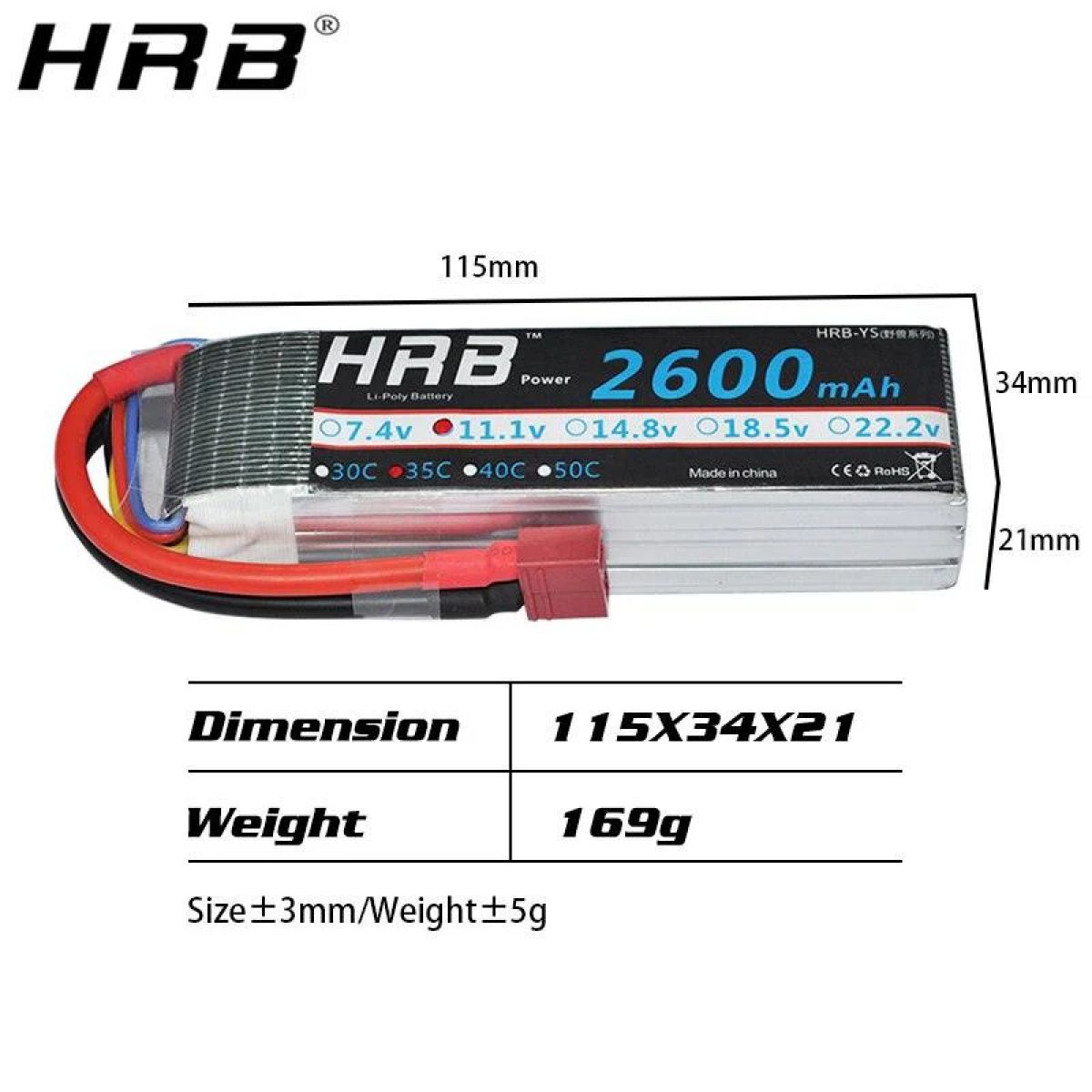 Аккумулятор HRB 3S 11.1V 2600мАч 35C Lipo XT60 T Deans XT90 EC5 для FPV, самолетов, авто, лодок RC Аккумулятор HRB 3S 11.1V 2600мАч 35C Lipo XT60 T Deans XT90 EC5 для FPV, самолетов, авто, лодок RC