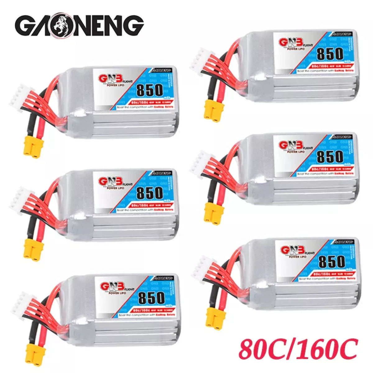 Аккумулятор GNB 4S 14.8V 850mAh 80C/160C LiPo для FPV гоночных дронов Аккумулятор GNB 4S 14.8V 850mAh 80C/160C LiPo для FPV гоночных дронов