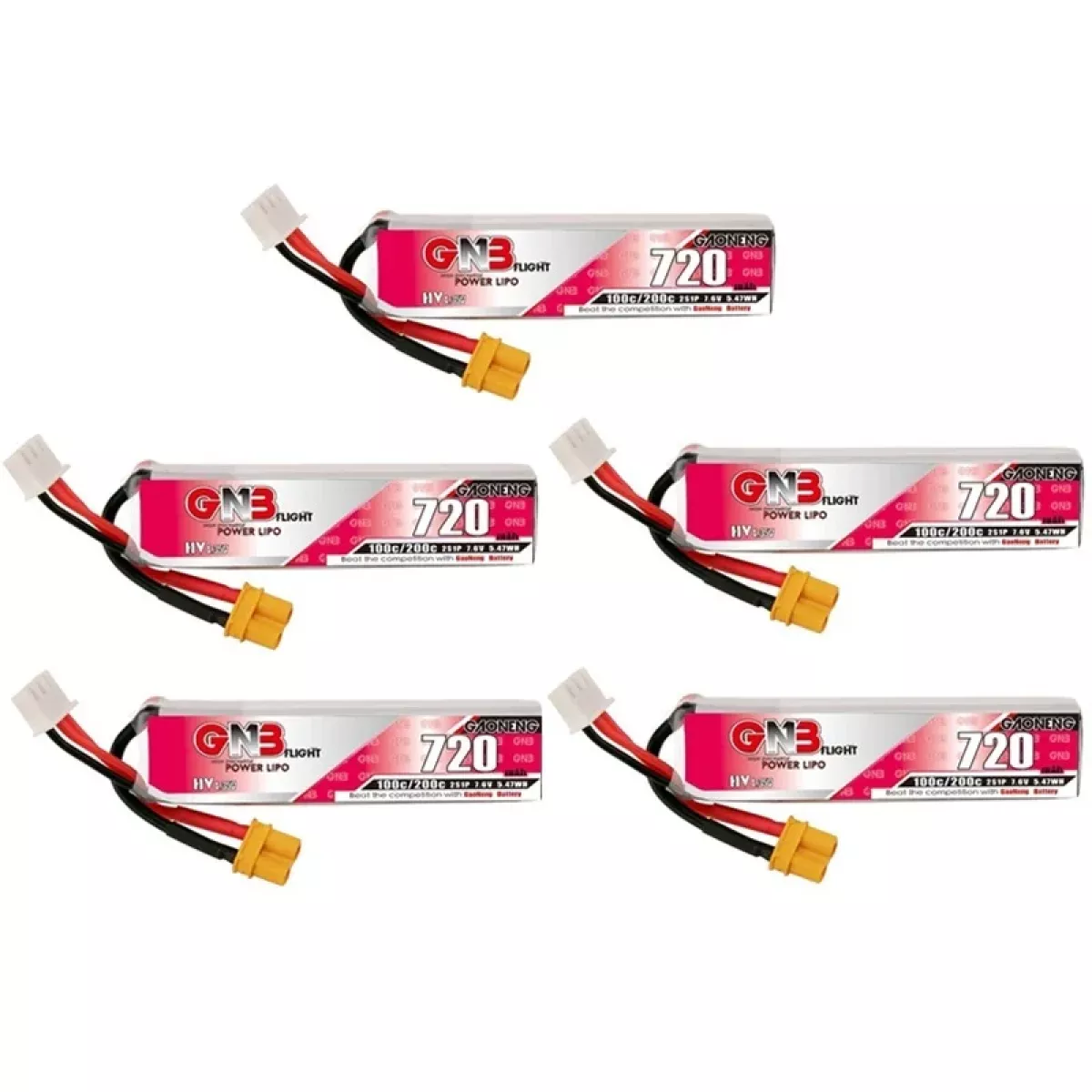 Набор 5 шт. GAONENG GNB 1S-6S 720mAh 200C HV LiPo аккумуляторов для FPV дрона Набор 5 шт. GAONENG GNB 1S-6S 720mAh 200C HV LiPo аккумуляторов для FPV дрона