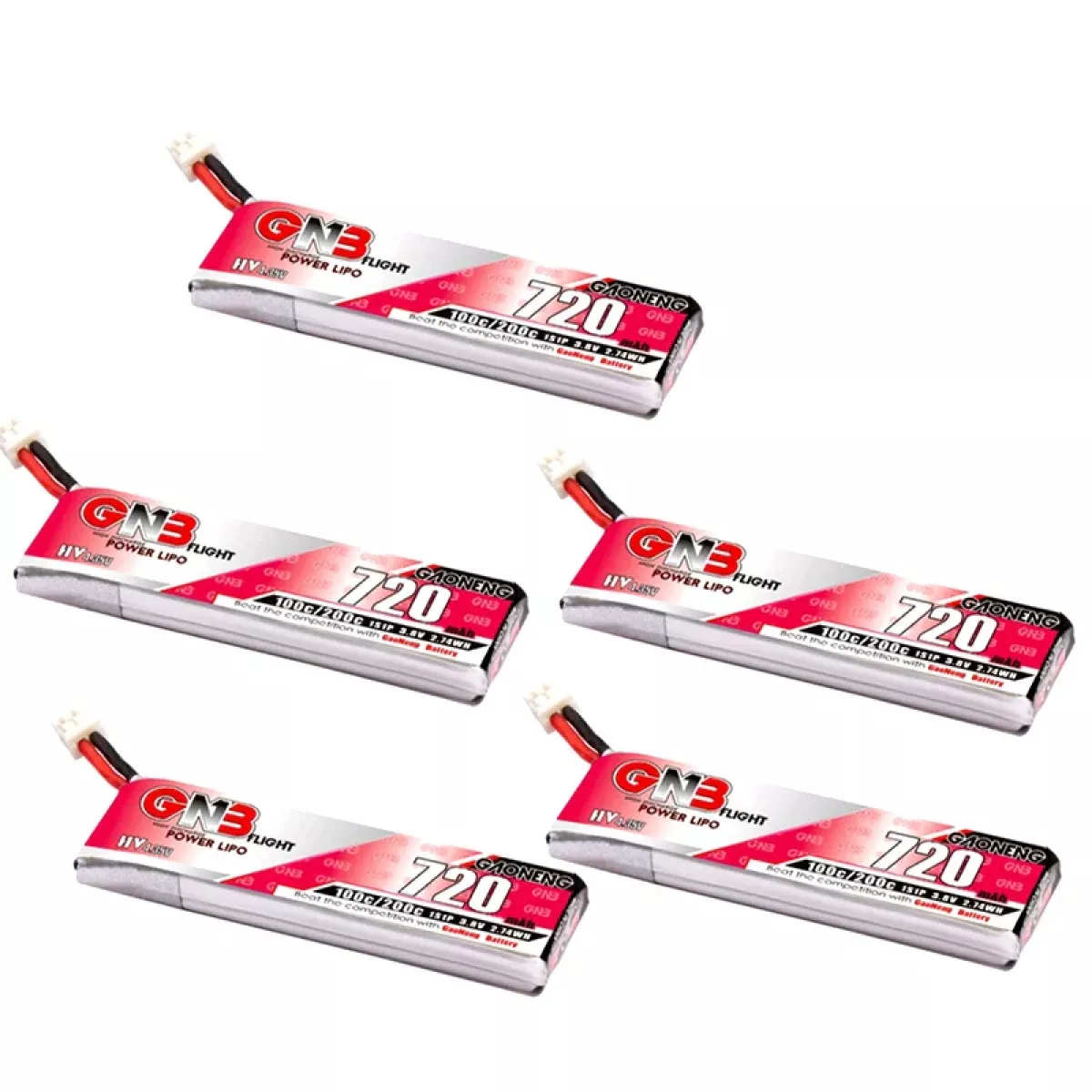 Набор 5 шт. GAONENG GNB 1S-6S 720mAh 200C HV LiPo аккумуляторов для FPV дрона Набор 5 шт. GAONENG GNB 1S-6S 720mAh 200C HV LiPo аккумуляторов для FPV дрона