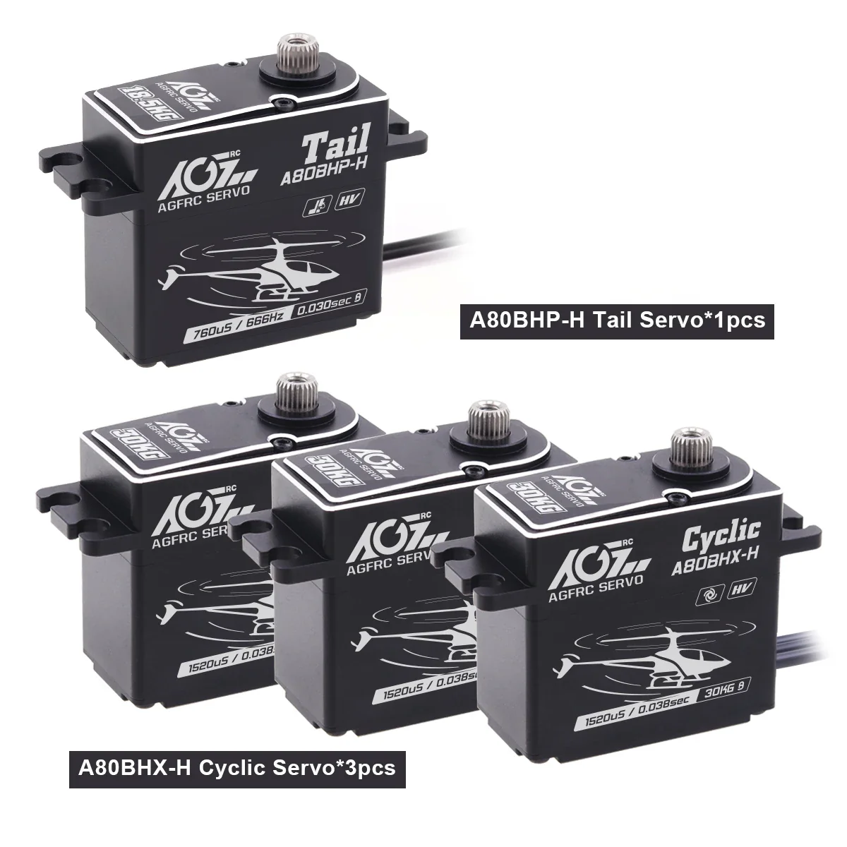 AGFRC A80BHX-H — 8.4V 30кг программируемый серво для вертолёта, бесщёточный, высокое напряжение AGFRC A80BHX-H — 8.4V 30кг программируемый серво для вертолёта, бесщёточный, высокое напряжение