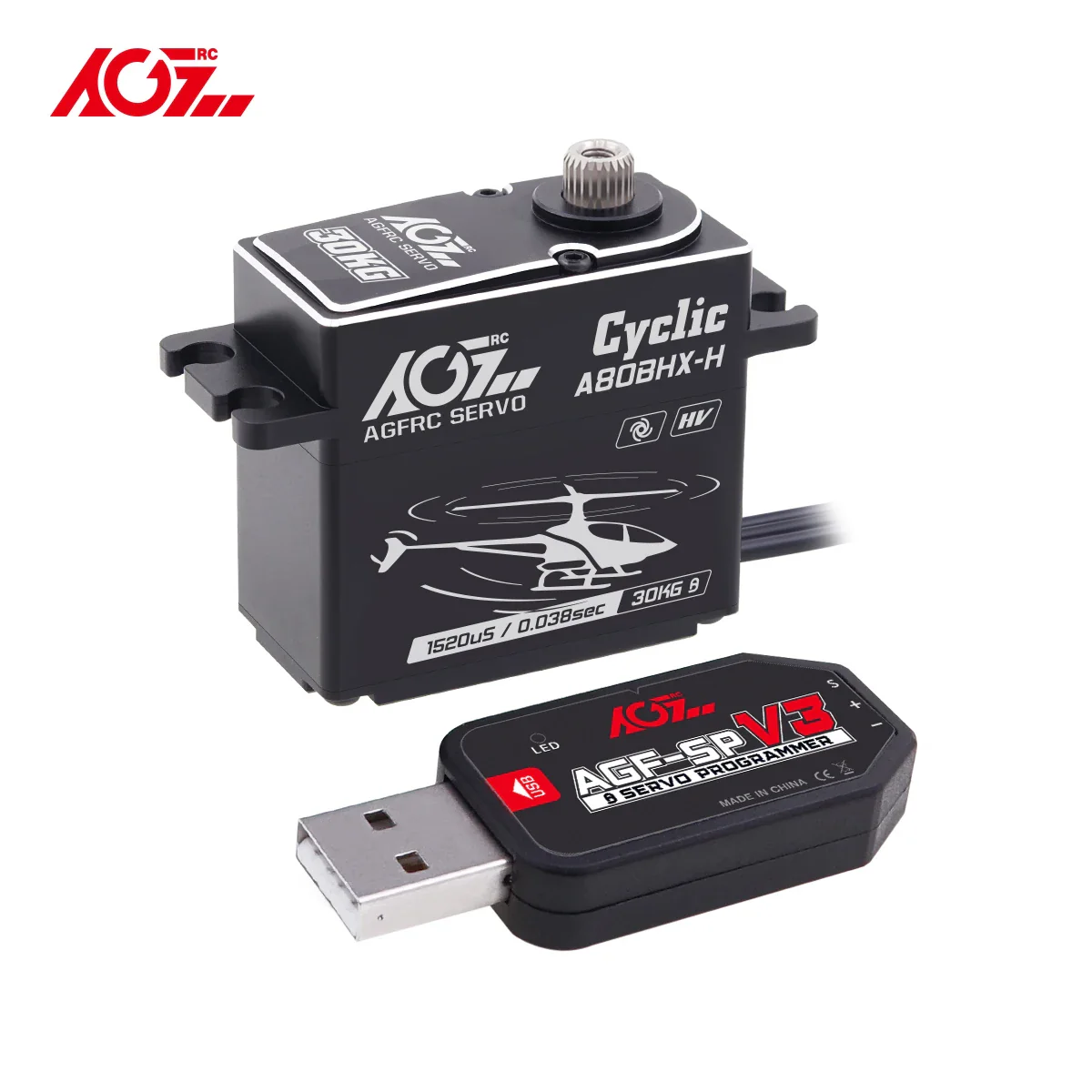 AGFRC A80BHX-H — 8.4V 30кг программируемый серво для вертолёта, бесщёточный, высокое напряжение AGFRC A80BHX-H — 8.4V 30кг программируемый серво для вертолёта, бесщёточный, высокое напряжение