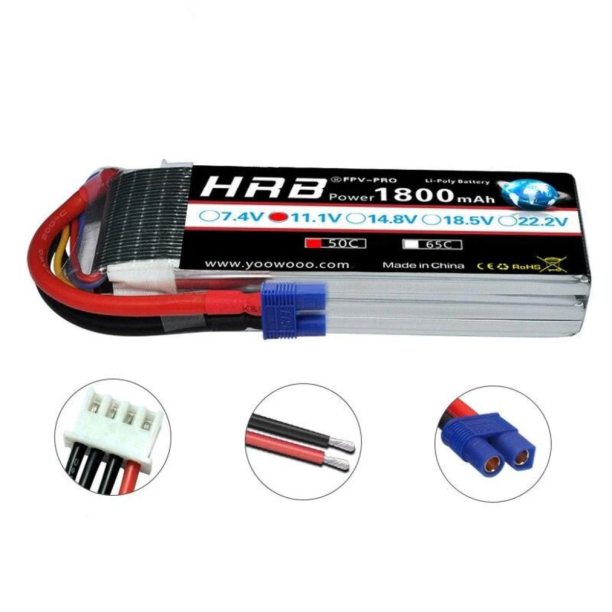HRB Lipo аккумулятор 2S 3S 4S 5S 6S 1300-2600mAh EC3 7.4-22.2V для самолётов и дронов RC HRB Lipo аккумулятор 2S 3S 4S 5S 6S 1300-2600mAh EC3 7.4-22.2V для самолётов и дронов RC