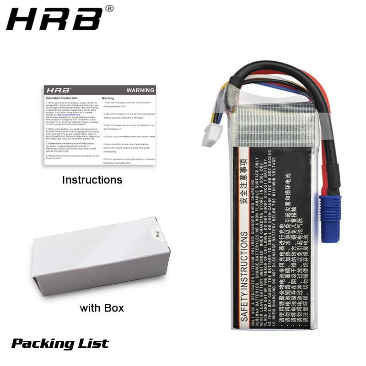 HRB Lipo аккумулятор 2S 3S 4S 5S 6S 1300-2600mAh EC3 7.4-22.2V для самолётов и дронов RC HRB Lipo аккумулятор 2S 3S 4S 5S 6S 1300-2600mAh EC3 7.4-22.2V для самолётов и дронов RC