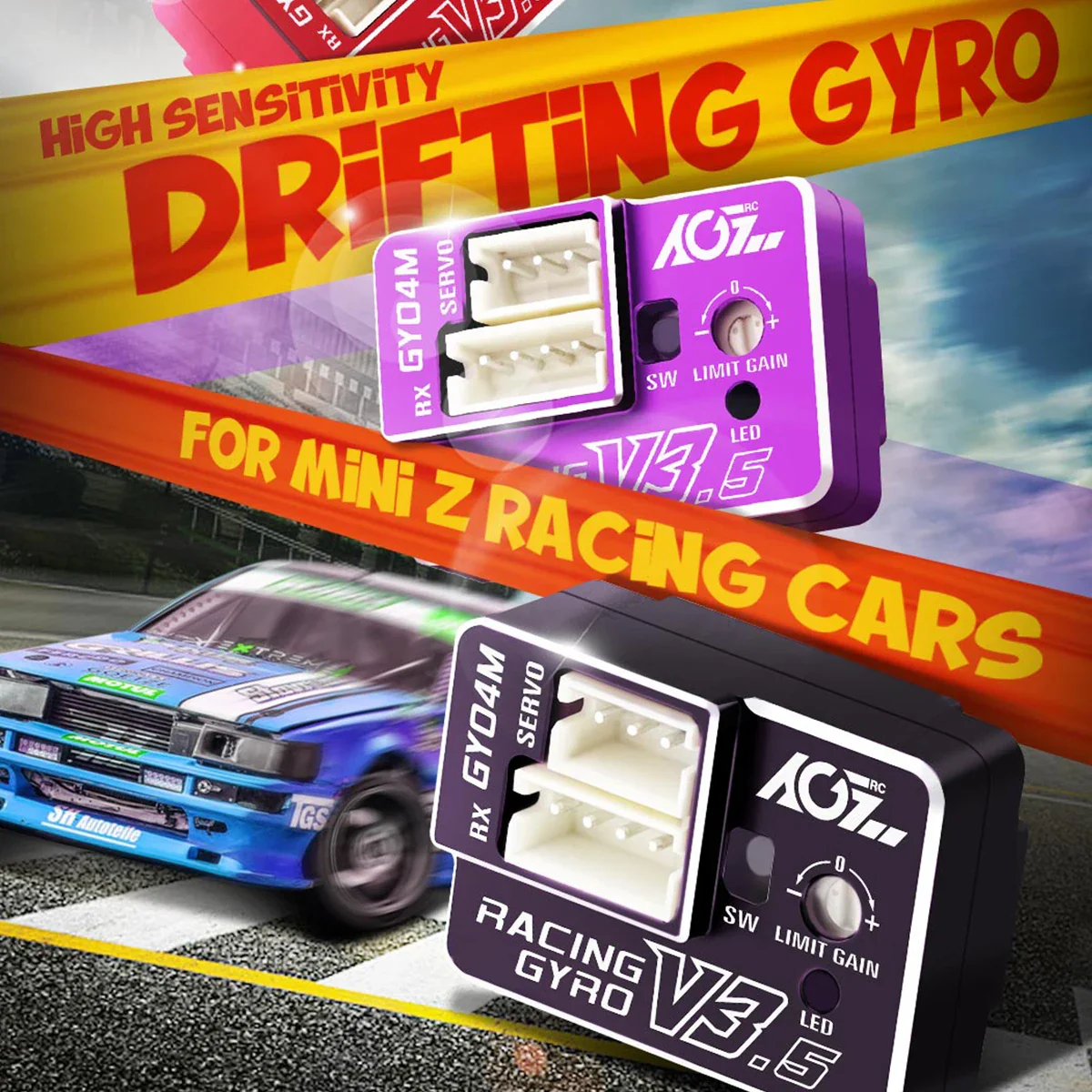 AGFRC GY04M V3.5 (Purple) алюминиевый корпус – мини-гироскоп двойной чувствительности для Mini-Z Drift F1 Touring Offroad AGFRC GY04M V3.5 (Purple) алюминиевый корпус – мини-гироскоп двойной чувствительности для Mini-Z Drift F1 Touring Offroad