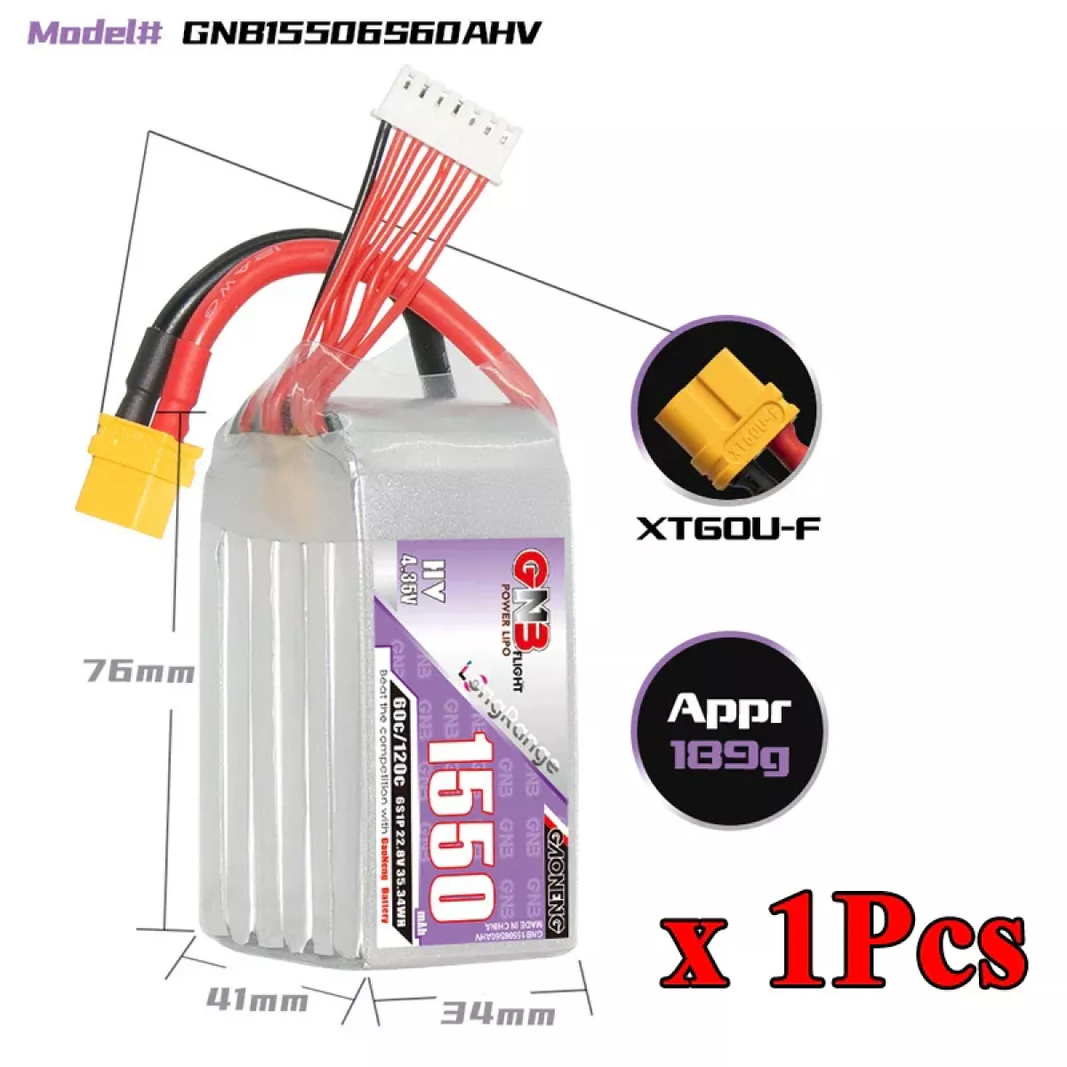 Аккумулятор GNB 2S/3S/4S/6S HV 1550mAh 60C/120C для RC автомобилей, дронов, самолётов Аккумулятор GNB 2S/3S/4S/6S HV 1550mAh 60C/120C для RC автомобилей, дронов, самолётов