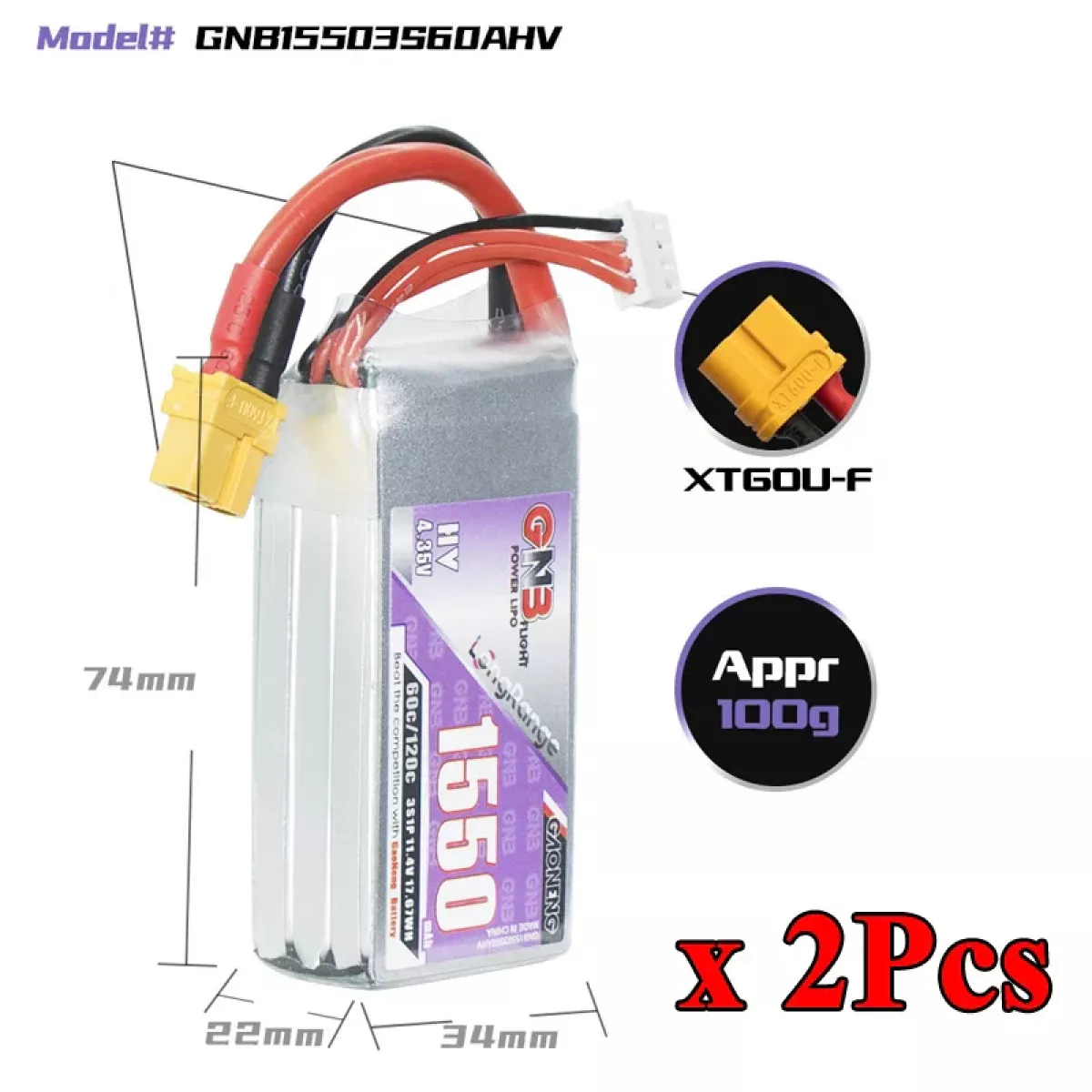 Аккумулятор GNB 2S/3S/4S/6S HV 1550mAh 60C/120C для RC автомобилей, дронов, самолётов Аккумулятор GNB 2S/3S/4S/6S HV 1550mAh 60C/120C для RC автомобилей, дронов, самолётов