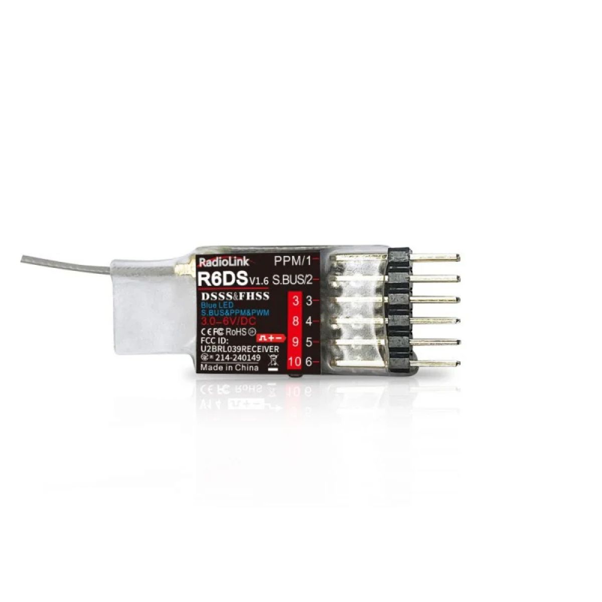 Приёмник RadioLink R6DS V1.6 2.4ГГц 6/10CH SBUS/PPM/PWM с DSSS&FHSS, телеметрией, 600м Приёмник RadioLink R6DS V1.6 2.4ГГц 6/10CH SBUS/PPM/PWM с DSSS&FHSS, телеметрией, 600м