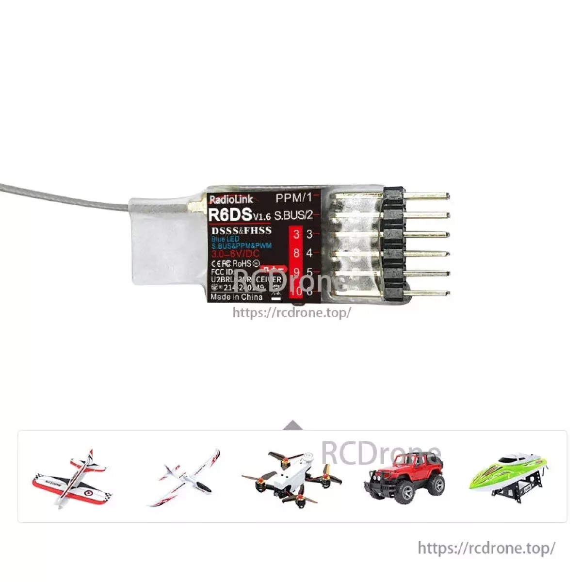 Приёмник RadioLink R6DS V1.6 2.4ГГц 6/10CH SBUS/PPM/PWM с DSSS&FHSS, телеметрией, 600м Приёмник RadioLink R6DS V1.6 2.4ГГц 6/10CH SBUS/PPM/PWM с DSSS&FHSS, телеметрией, 600м
