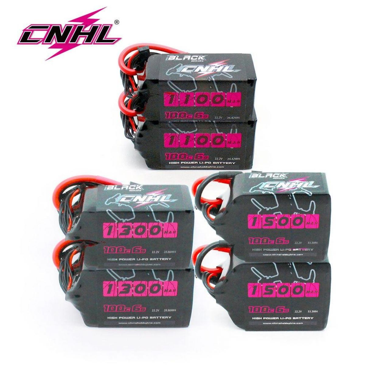 2 шт. CNHL Lipo 4S/6S 14.8В/22.2В 1100-1500mAh 100C XT60 для RC FPV квадрокоптера, дрона, самолёта 2 шт. CNHL Lipo 4S/6S 14.8В/22.2В 1100-1500mAh 100C XT60 для RC FPV квадрокоптера, дрона, самолёта