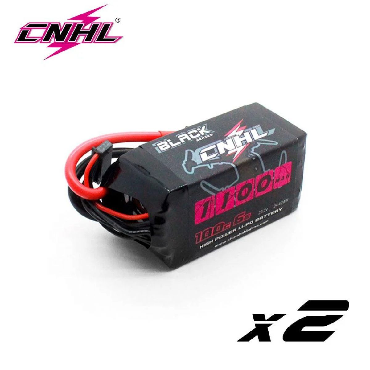 2 шт. CNHL Lipo 4S/6S 14.8В/22.2В 1100-1500mAh 100C XT60 для RC FPV квадрокоптера, дрона, самолёта 2 шт. CNHL Lipo 4S/6S 14.8В/22.2В 1100-1500mAh 100C XT60 для RC FPV квадрокоптера, дрона, самолёта