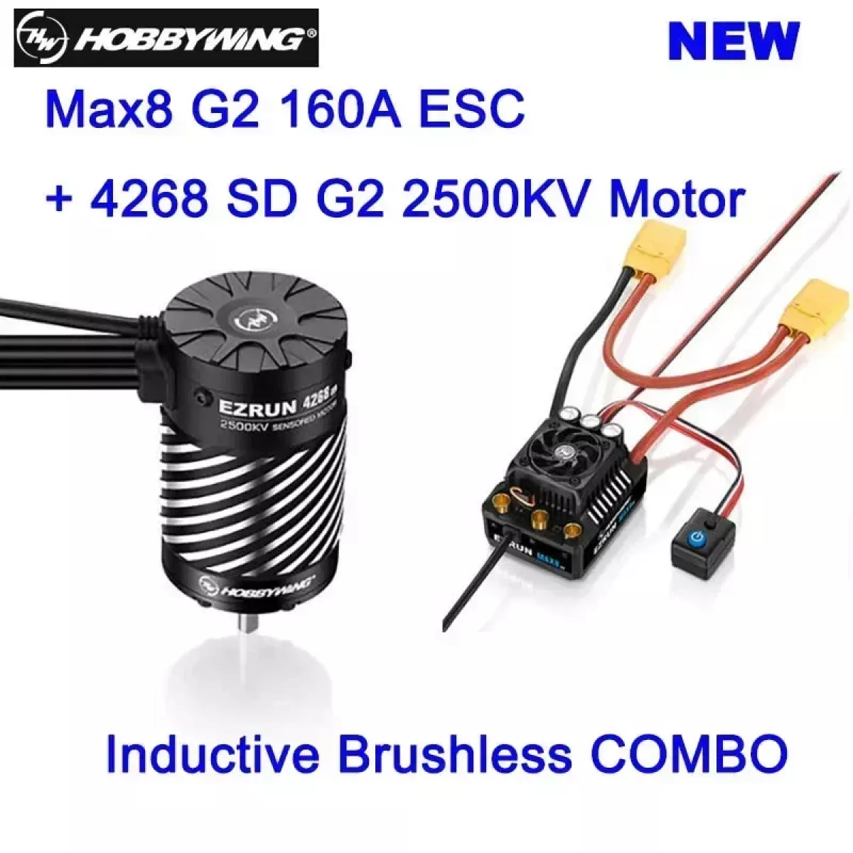 HOBBYWING EZRUN MAX8 G2 160A ESC с 4268SD 2500KV/4278SD 2250KV бесколлекторным мотором для RC авто HOBBYWING EZRUN MAX8 G2 160A ESC с 4268SD 2500KV/4278SD 2250KV бесколлекторным мотором для RC авто