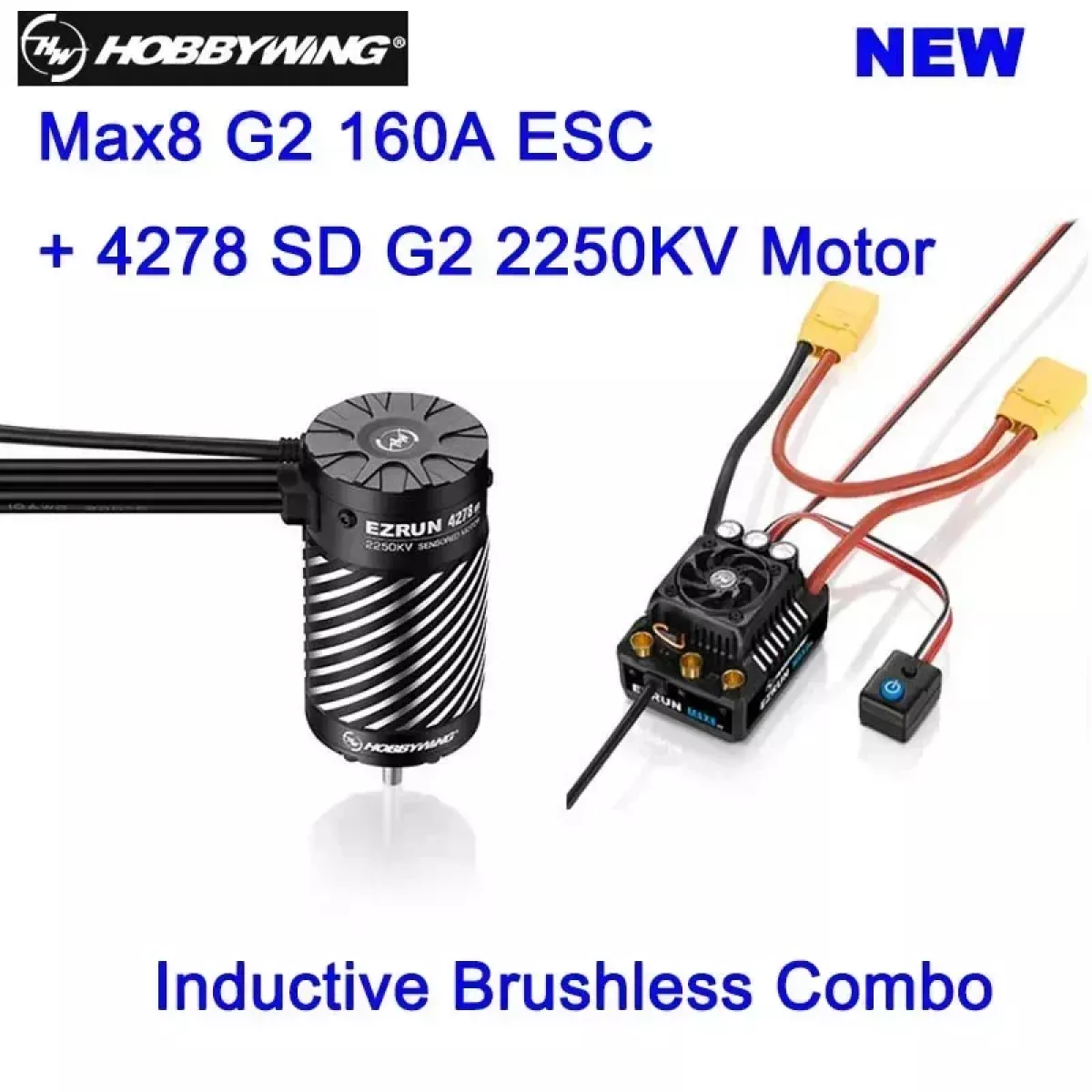 HOBBYWING EZRUN MAX8 G2 160A ESC с 4268SD 2500KV/4278SD 2250KV бесколлекторным мотором для RC авто HOBBYWING EZRUN MAX8 G2 160A ESC с 4268SD 2500KV/4278SD 2250KV бесколлекторным мотором для RC авто