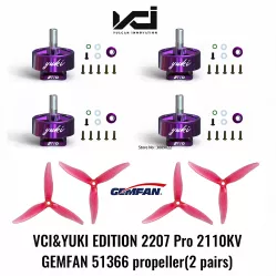 Бесщёточный мотор VCI HOBBY 2207 Pro 2110KV 6S YUKI для FPV дронов с винтами GEMFAN 51466 CW/CCW