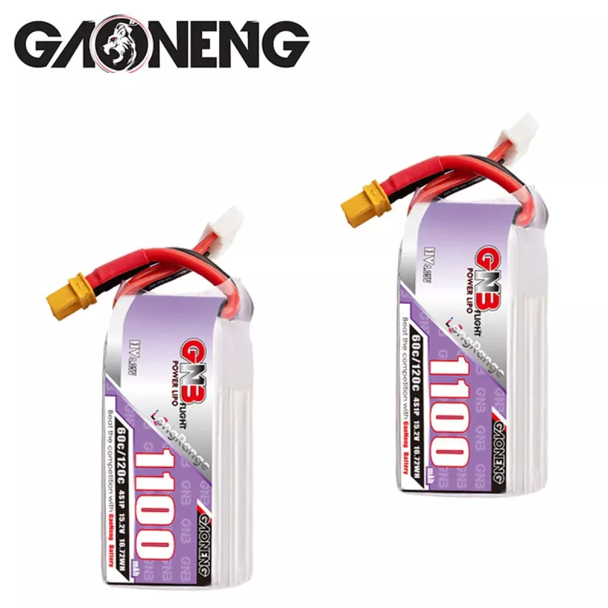 Аккумулятор GNB 15.2В 4S HV 1100мАч 60C/120C Lipo для дрона, квадрокоптера, FPV, вертолёта Аккумулятор GNB 15.2В 4S HV 1100мАч 60C/120C Lipo для дрона, квадрокоптера, FPV, вертолёта