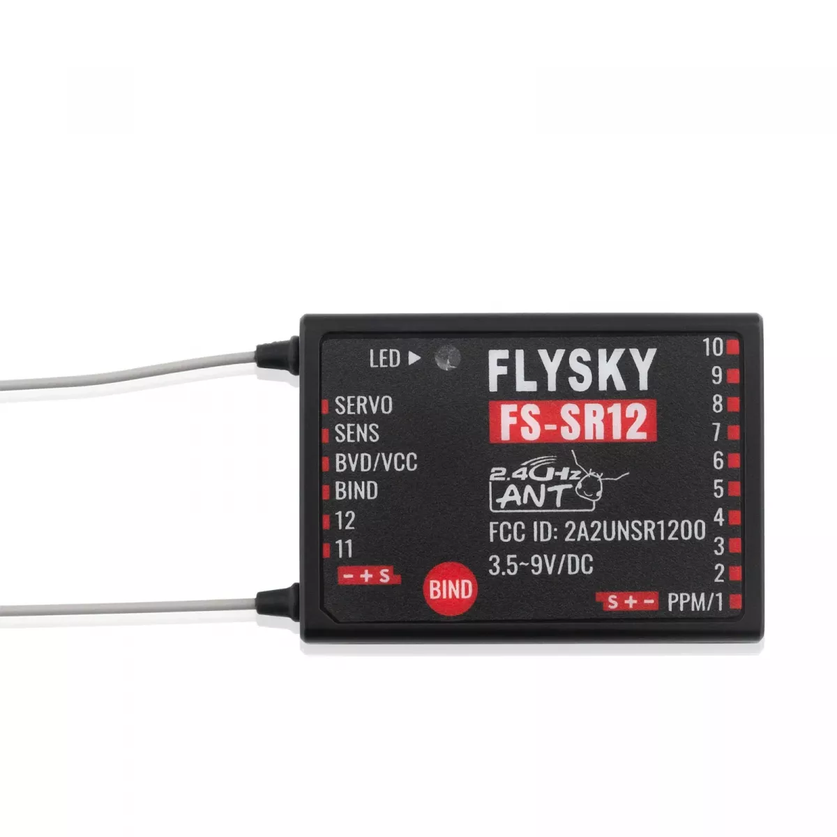 FLYSKY FS-SR12 12-канальный 2.4G приемник с двумя антеннами для RC моделей, протокол ANT, FS-ST8 FLYSKY FS-SR12 12-канальный 2.4G приемник с двумя антеннами для RC моделей, протокол ANT, FS-ST8