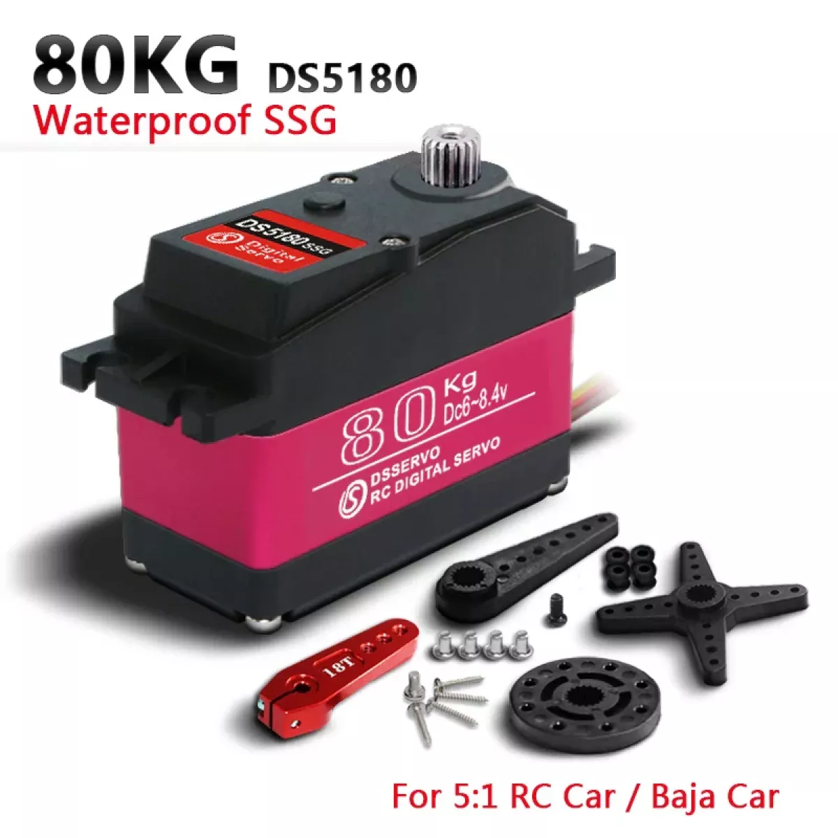 Серво DS5180 80Кг высокооборотный цифровой сервопривод для Redcat HPI Baja 5B SS, совместим с SAVOX-0236 Серво DS5180 80Кг высокооборотный цифровой сервопривод для Redcat HPI Baja 5B SS, совместим с SAVOX-0236