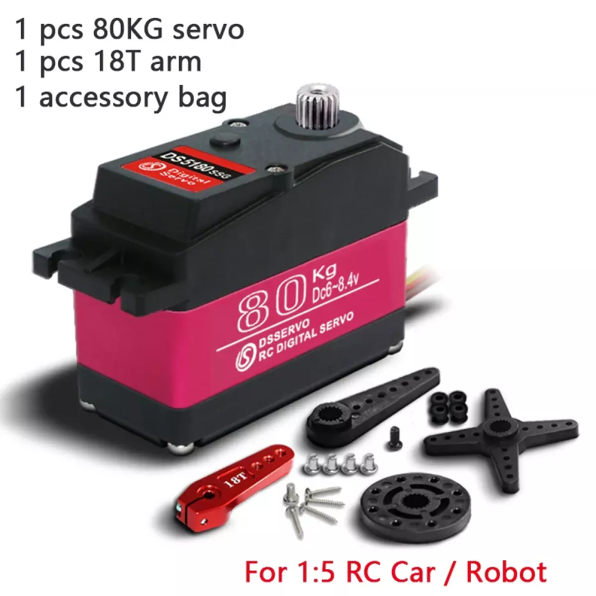 Серво DS5180 80Кг высокооборотный цифровой сервопривод для Redcat HPI Baja 5B SS, совместим с SAVOX-0236 Серво DS5180 80Кг высокооборотный цифровой сервопривод для Redcat HPI Baja 5B SS, совместим с SAVOX-0236
