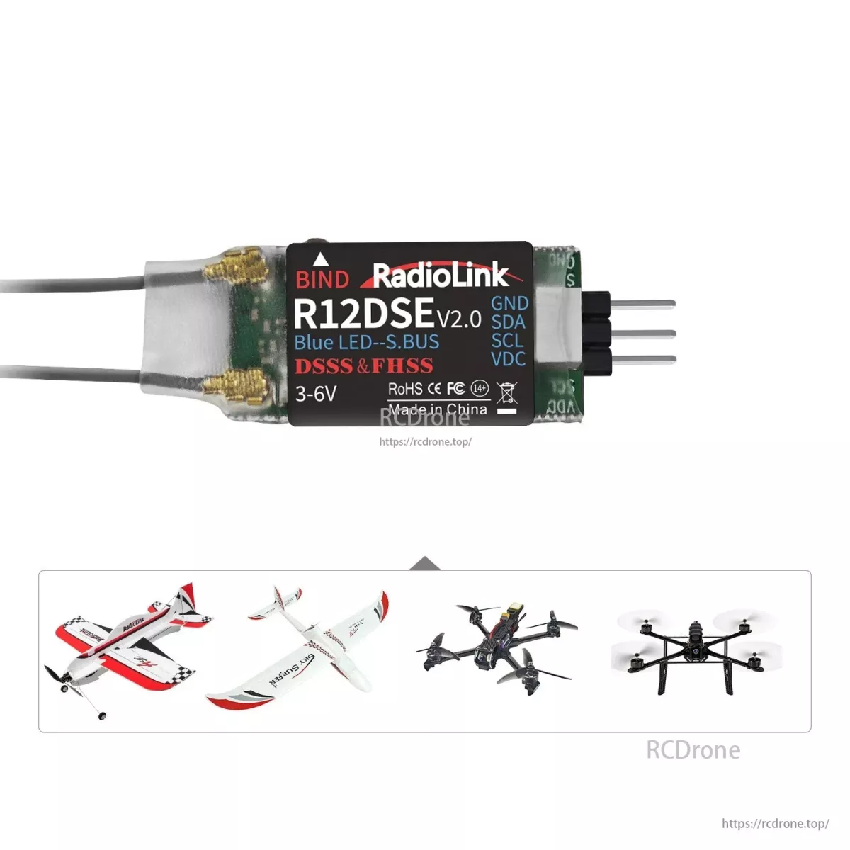 RadioLink R12DSE V2.0 2.4ГГц 12CH SBUS/PPM приёмник с DSSS&FHSS и встроенной телеметрией RadioLink R12DSE V2.0 2.4ГГц 12CH SBUS/PPM приёмник с DSSS&FHSS и встроенной телеметрией