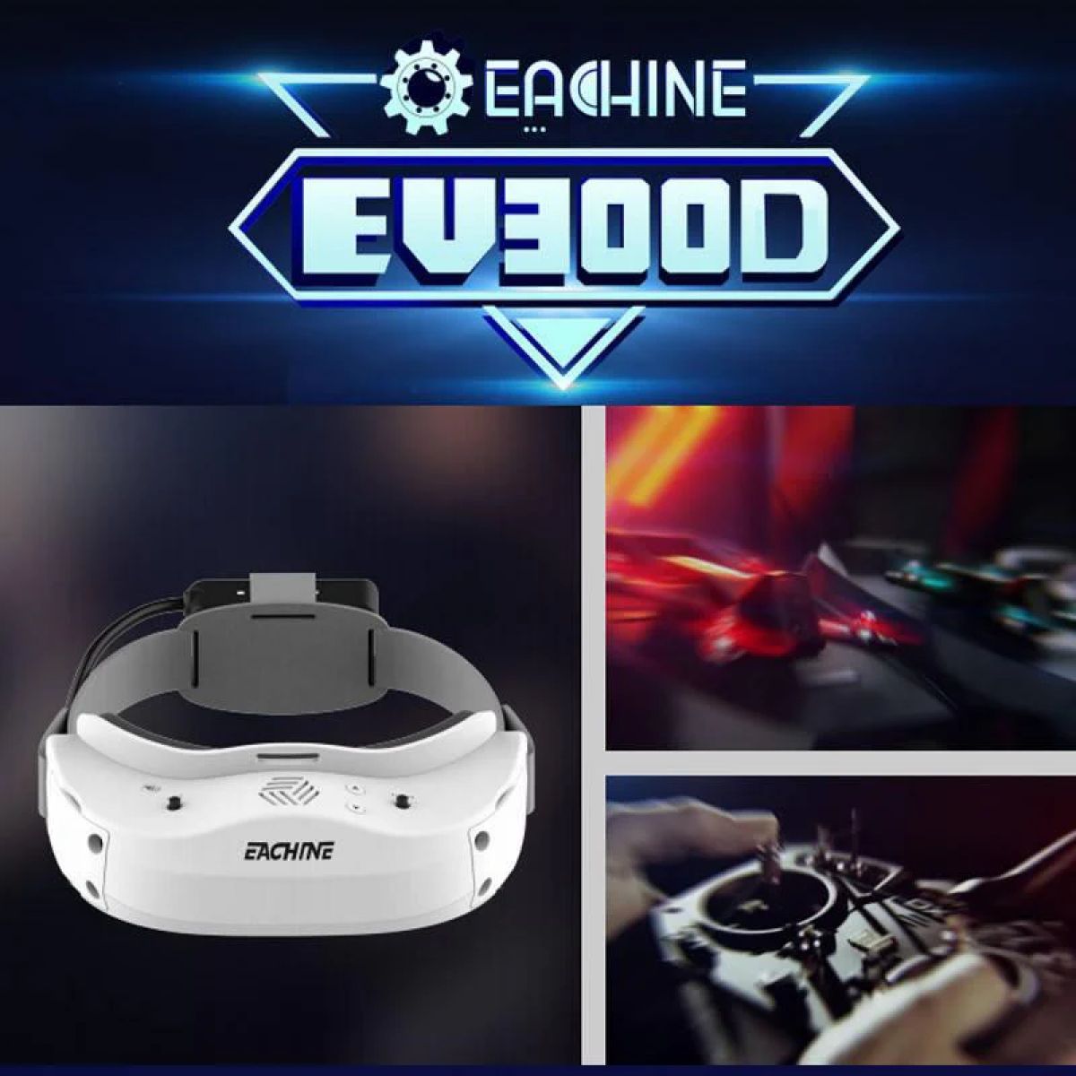 Очки Eachine EV300D FPV — 1280×960, 5.8G 72CH, Dual Diversity, DVR, регулировка фокуса, для дронов Очки Eachine EV300D FPV — 1280×960, 5.8G 72CH, Dual Diversity, DVR, регулировка фокуса, для дронов