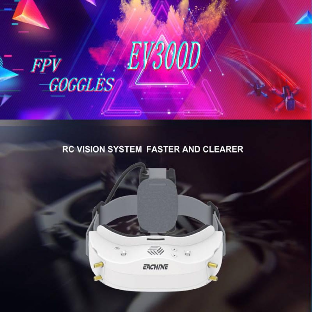 Очки Eachine EV300D FPV — 1280×960, 5.8G 72CH, Dual Diversity, DVR, регулировка фокуса, для дронов Очки Eachine EV300D FPV — 1280×960, 5.8G 72CH, Dual Diversity, DVR, регулировка фокуса, для дронов