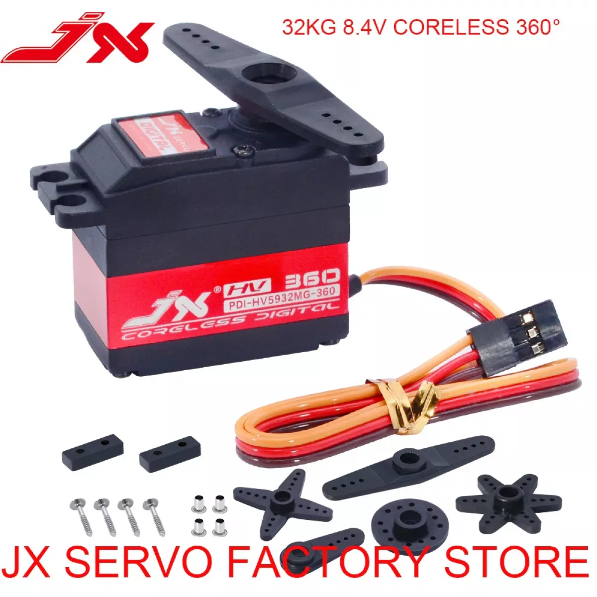 JX Servo PDI-HV5932MG — цифровой стандартный сервопривод 32кг 8.4В 120/180/360° для RC моделей JX Servo PDI-HV5932MG — цифровой стандартный сервопривод 32кг 8.4В 120/180/360° для RC моделей
