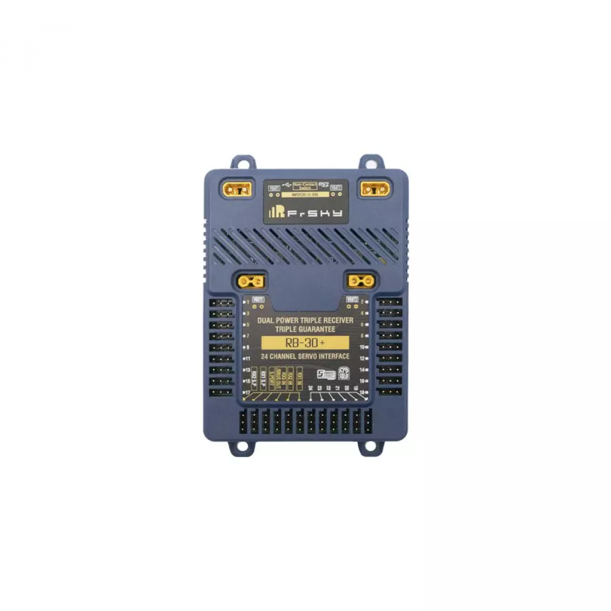 FrSky RB30+ Резервный блок — двойное питание, 3 приёмника, 24 PWM канала, поддержка HV сервоприводов FrSky RB30+ Резервный блок — двойное питание, 3 приёмника, 24 PWM канала, поддержка HV сервоприводов