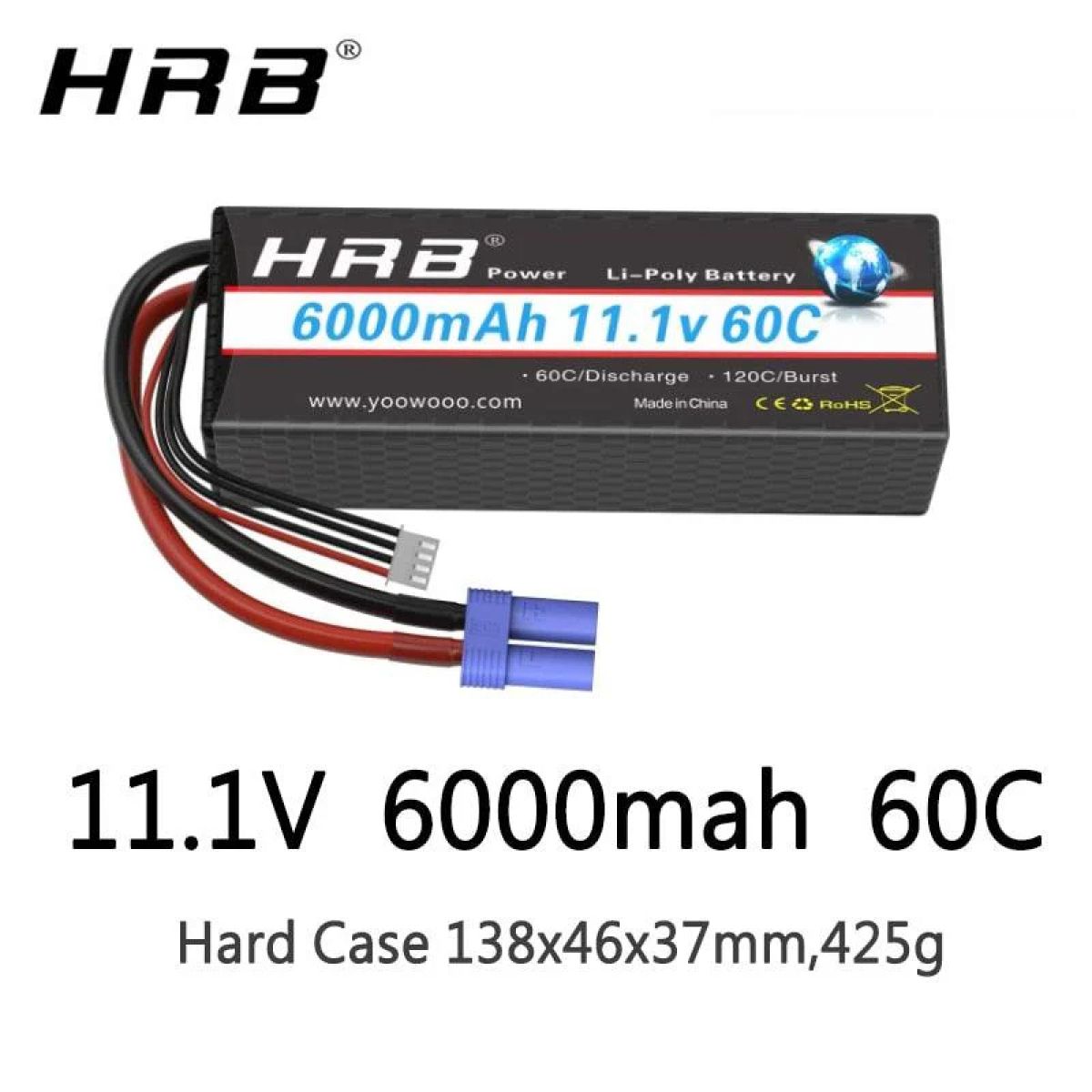 HRB Lipo аккумулятор 3S 11.1V 6000мАч 50C XT60 T Deans EC5 XT90 жесткий кейс для RC авто, дрона, самолёта HRB Lipo аккумулятор 3S 11.1V 6000мАч 50C XT60 T Deans EC5 XT90 жесткий кейс для RC авто, дрона, самолёта