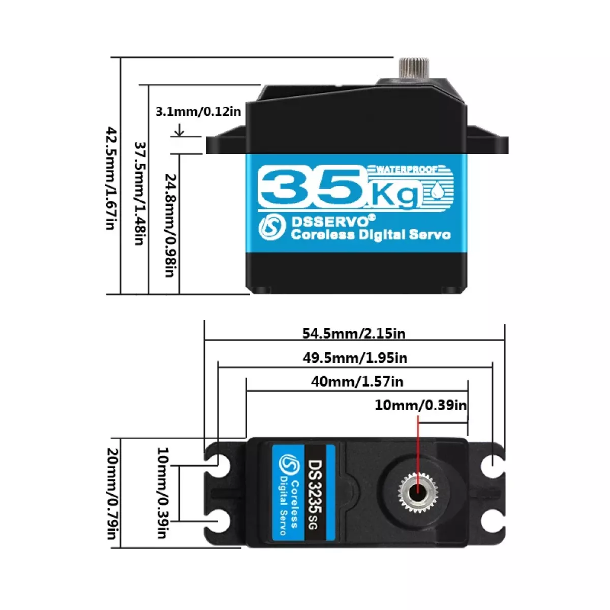 Цифровой сервопривод DSServo DS3225/DS3235 Pro 25кг/35кг, coreless, стальной, для Arduino и RC Цифровой сервопривод DSServo DS3225/DS3235 Pro 25кг/35кг, coreless, стальной, для Arduino и RC
