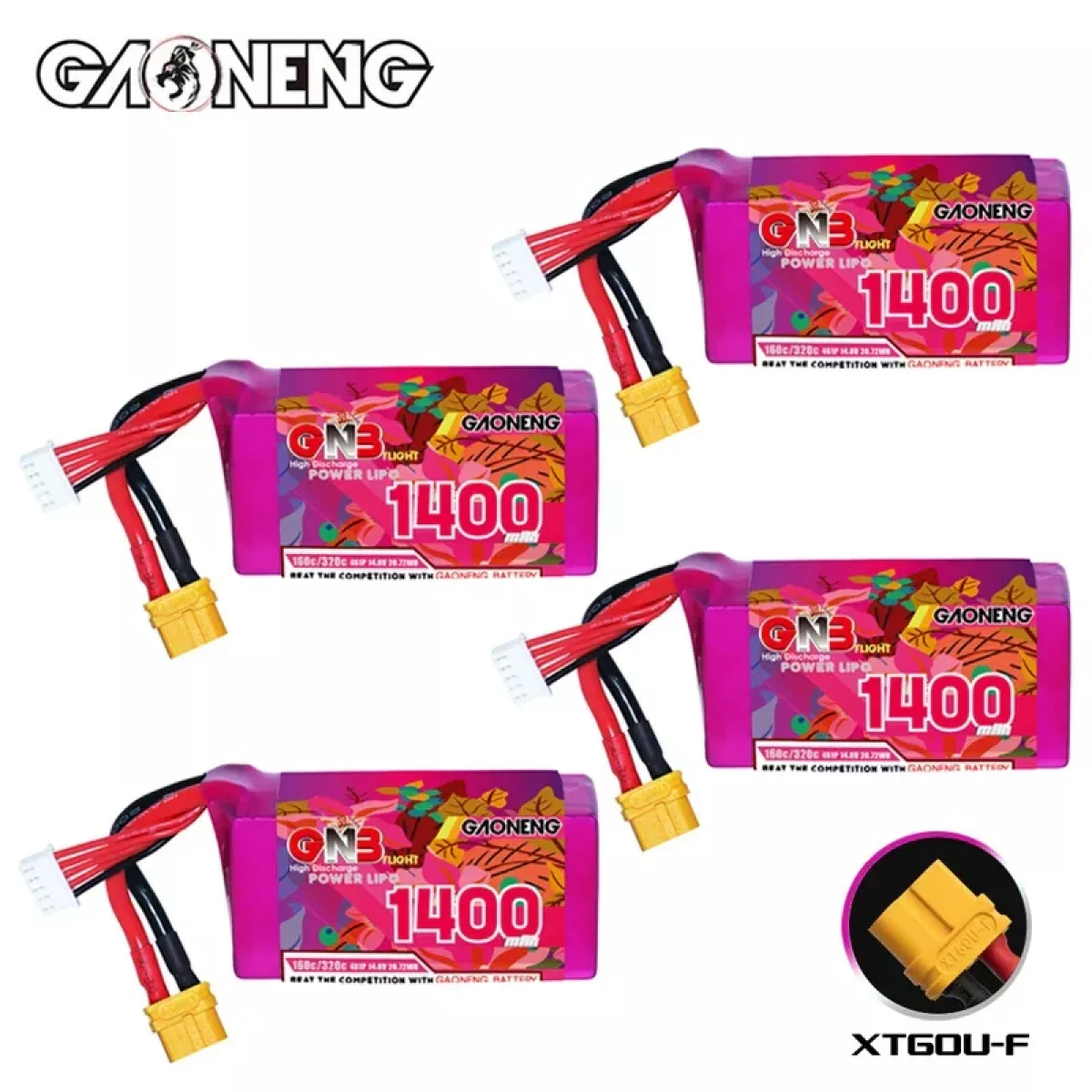 Аккумулятор Lipo GNB 4S 14.8V 1400mAh 160C/320C с разъемом XT60 для дронов Аккумулятор Lipo GNB 4S 14.8V 1400mAh 160C/320C с разъемом XT60 для дронов