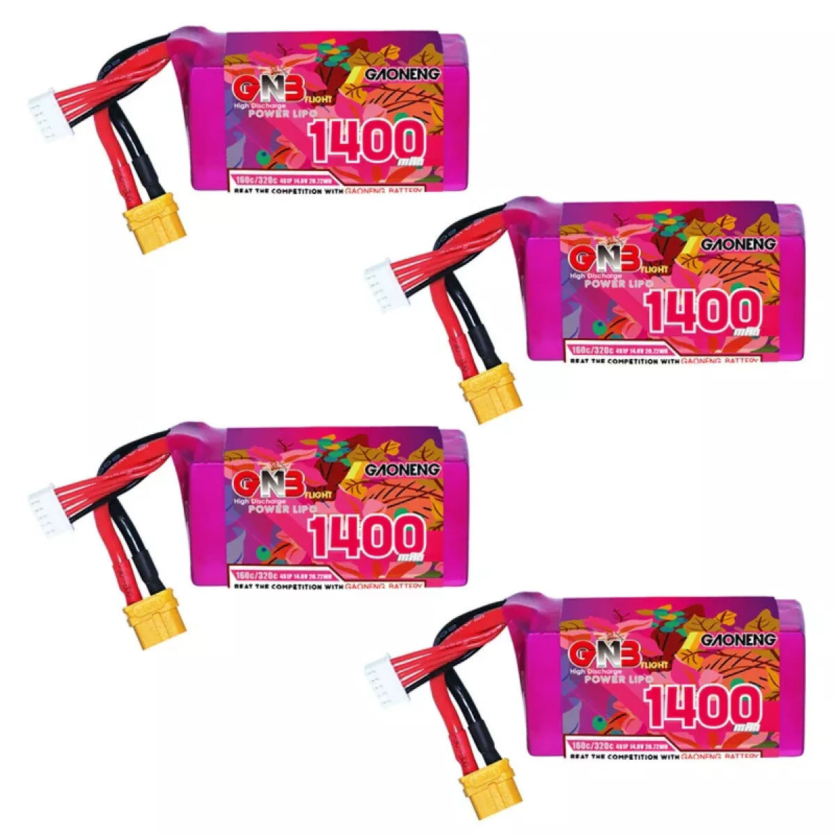 Аккумулятор Lipo GNB 4S 14.8V 1400mAh 160C/320C с разъемом XT60 для дронов Аккумулятор Lipo GNB 4S 14.8V 1400mAh 160C/320C с разъемом XT60 для дронов