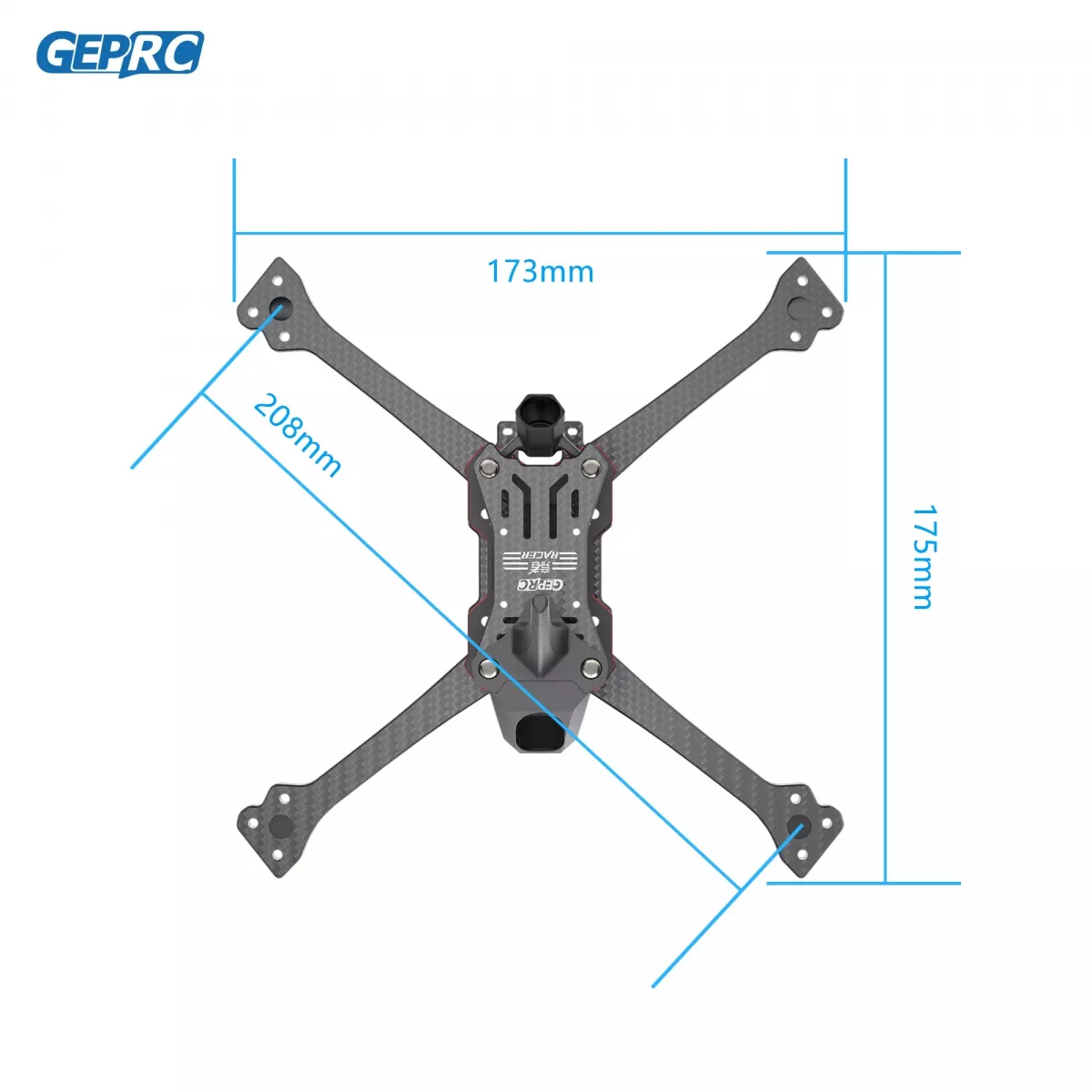 GEPRC Racer 208мм база, 5" фристайл FPV рама, 3D Shark Fin, 7075 авиационный алюминий GEPRC Racer 208мм база, 5" фристайл FPV рама, 3D Shark Fin, 7075 авиационный алюминий