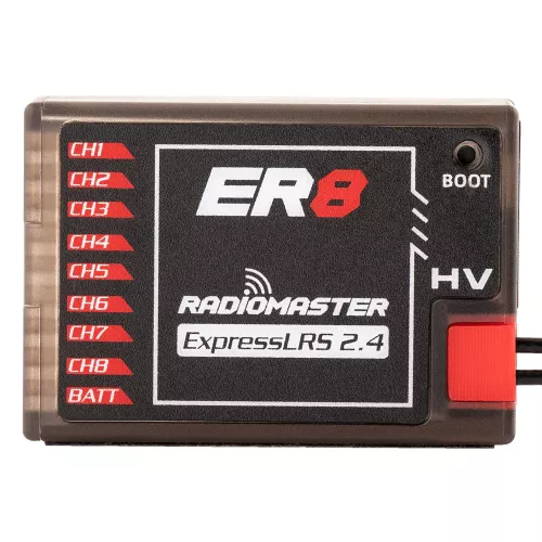 Приёмник RadioMaster ER8 2.4GHz ELRS 100мВт PWM для самолётов и дронов с двумя антеннами