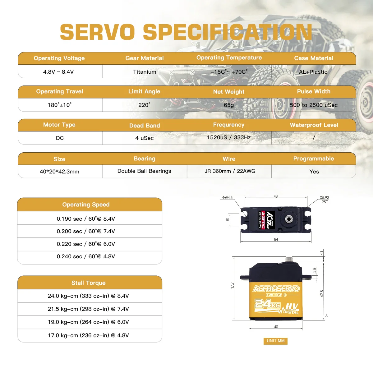 AGFRC B53DHS – Серво 24КГ, цифровой, программируемый, титан, HV, для 1/12 1/10 RC авто AGFRC B53DHS – Серво 24КГ, цифровой, программируемый, титан, HV, для 1/12 1/10 RC авто