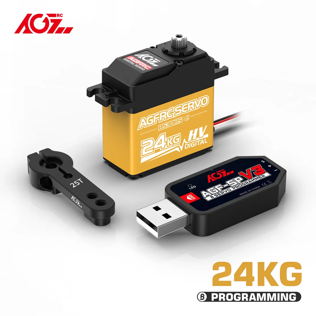 AGFRC B53DHS – Серво 24КГ, цифровой, программируемый, титан, HV, для 1/12 1/10 RC авто AGFRC B53DHS – Серво 24КГ, цифровой, программируемый, титан, HV, для 1/12 1/10 RC авто
