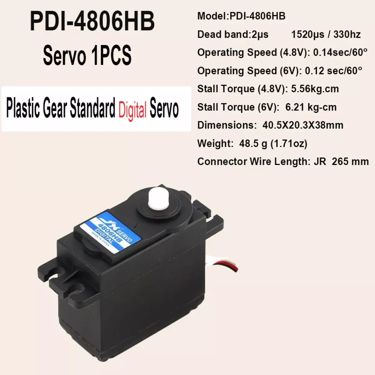 JX Servo PDI-4806HB - цифровой стандартный серво мотор 6.21кг для RC авто, лодок, самолетов JX Servo PDI-4806HB - цифровой стандартный серво мотор 6.21кг для RC авто, лодок, самолетов