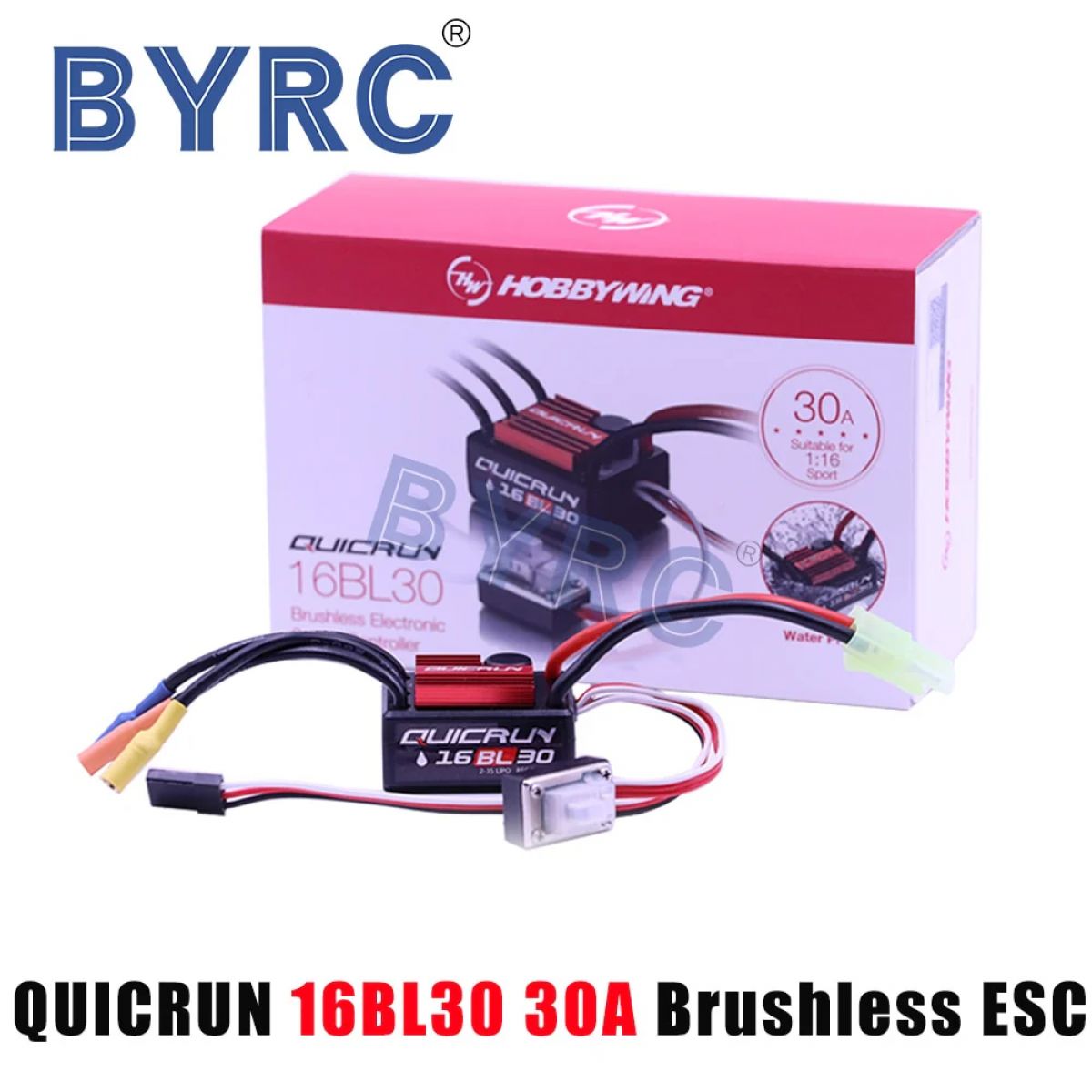 Бесколлекторный регулятор Hobbywing QuicRun 16BL30 30A для 1/16 шоссейных и внедорожных RC моделей Бесколлекторный регулятор Hobbywing QuicRun 16BL30 30A для 1/16 шоссейных и внедорожных RC моделей