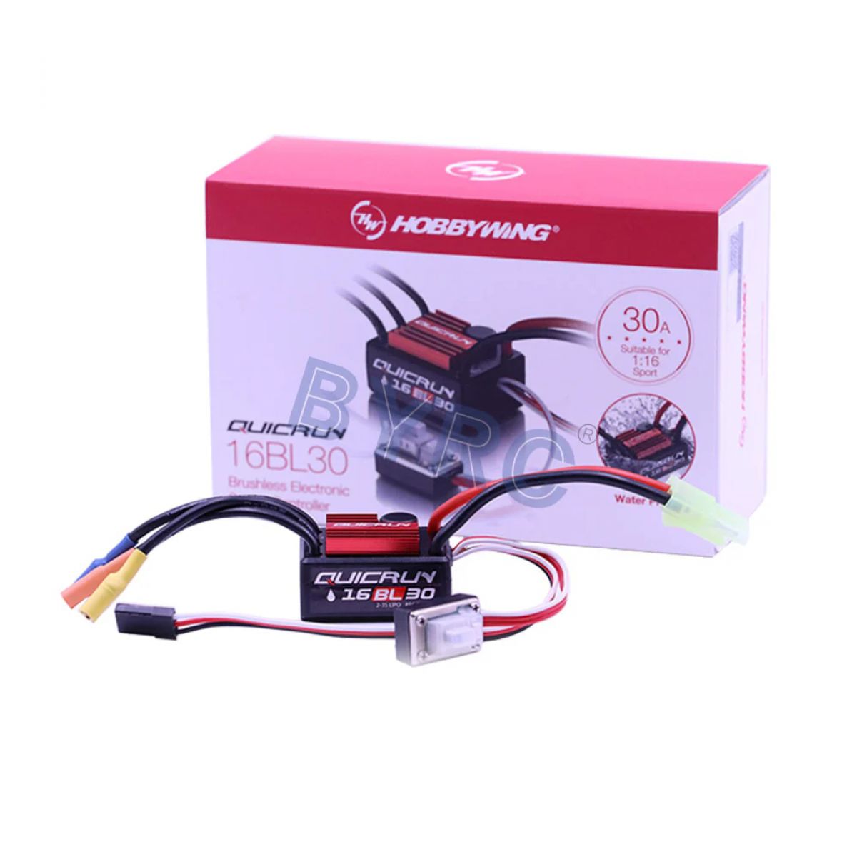 Бесколлекторный регулятор Hobbywing QuicRun 16BL30 30A для 1/16 шоссейных и внедорожных RC моделей Бесколлекторный регулятор Hobbywing QuicRun 16BL30 30A для 1/16 шоссейных и внедорожных RC моделей