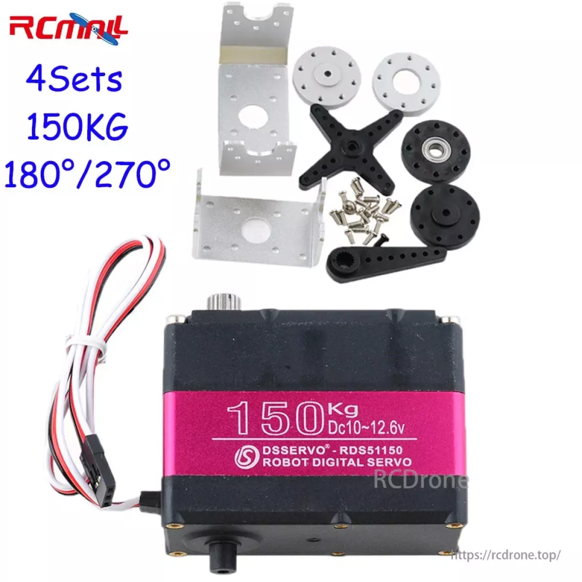 DSServo 4 шт. RDS51150 цифровой сервопривод 150 кг, металл, 180/270°, IP66 для RC и роботов DSServo 4 шт. RDS51150 цифровой сервопривод 150 кг, металл, 180/270°, IP66 для RC и роботов