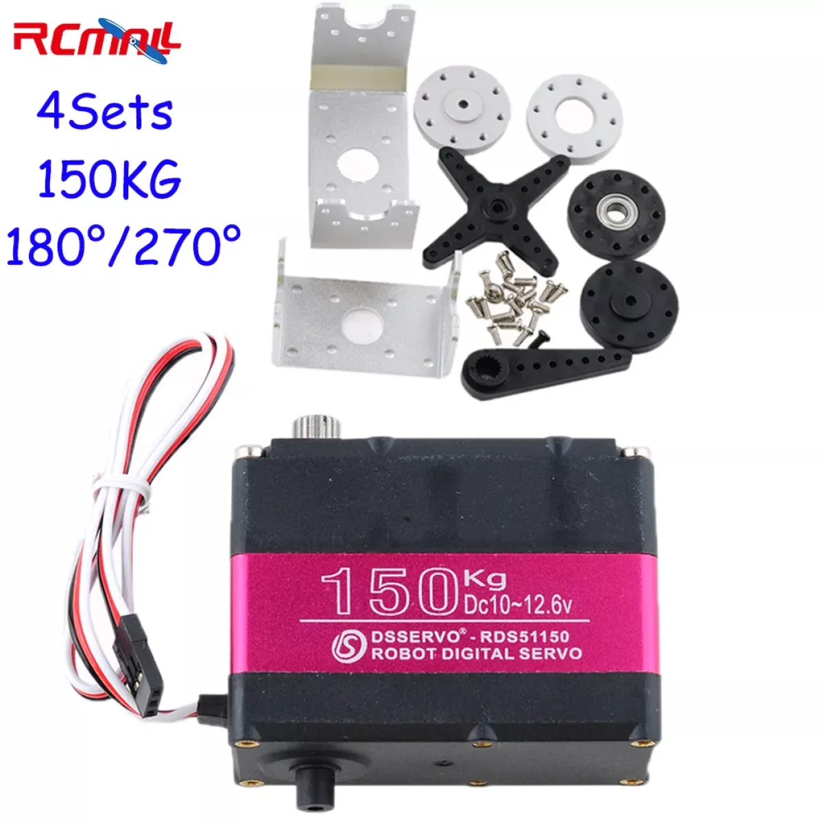 DSServo 4 шт. RDS51150 цифровой сервопривод 150 кг, металл, 180/270°, IP66 для RC и роботов DSServo 4 шт. RDS51150 цифровой сервопривод 150 кг, металл, 180/270°, IP66 для RC и роботов