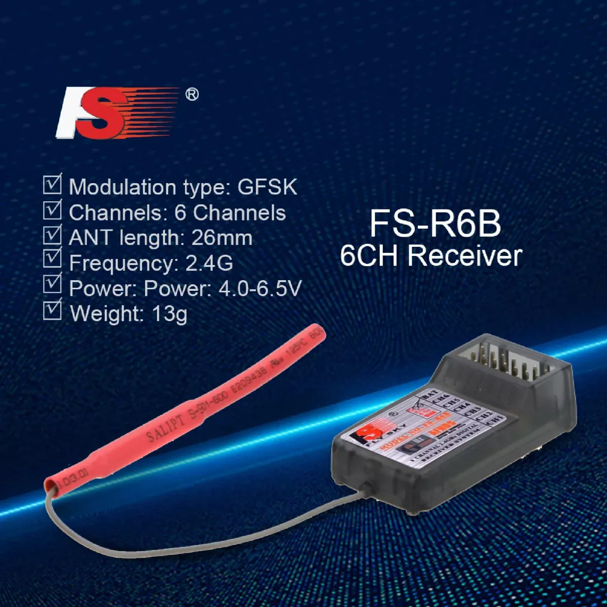 Приёмник FlySky FS-R6B 2.4ГГц 6CH — совместим с передатчиками FlySky TH9X, FS-CT6B, FS-T6 Приёмник FlySky FS-R6B 2.4ГГц 6CH — совместим с передатчиками FlySky TH9X, FS-CT6B, FS-T6