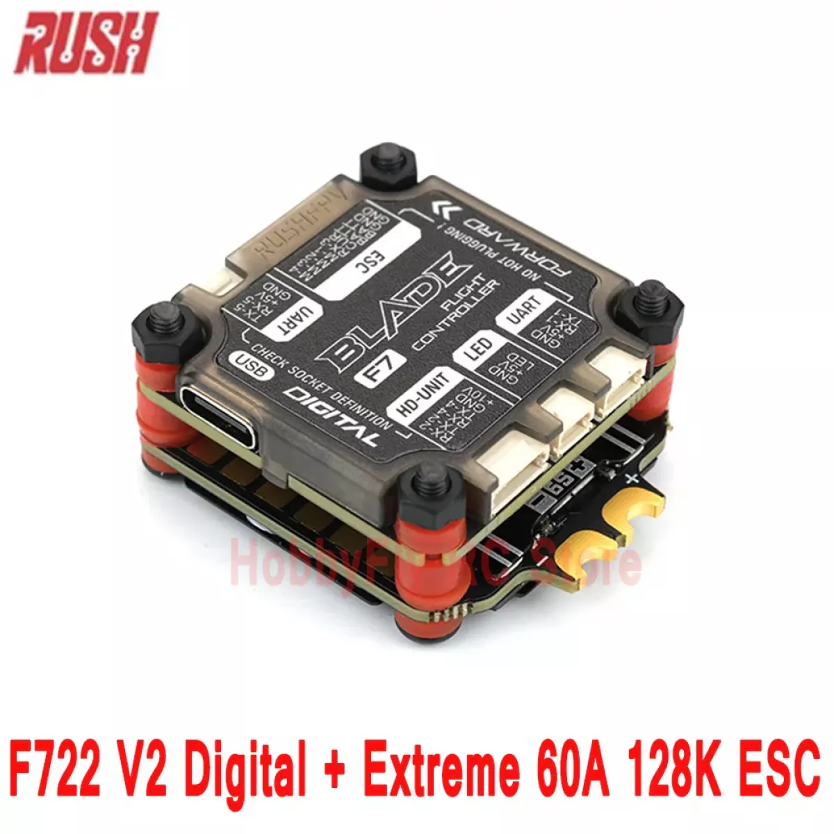 RUSHFPV RUSH BLADE V2 Stack – F722 Аналоговый/Цифровой Полетный Контроллер + 60A 128K 4в1 ESC FPV RUSHFPV RUSH BLADE V2 Stack – F722 Аналоговый/Цифровой Полетный Контроллер + 60A 128K 4в1 ESC FPV