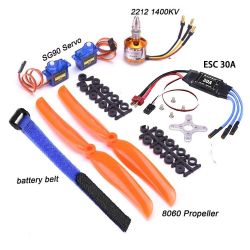 Бесколлекторный мотор A2212 1400KV, ESC 30A, SG90 9G, пропеллер 8060 для самолёта RC