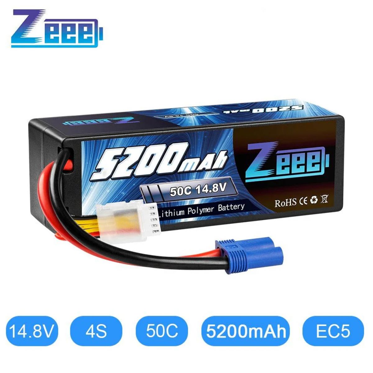 Zeee 4S 14.8В 5200мАч 50C Lipo аккумулятор с EC5, жесткий корпус для багги, траги, монстров, лодок Zeee 4S 14.8В 5200мАч 50C Lipo аккумулятор с EC5, жесткий корпус для багги, траги, монстров, лодок